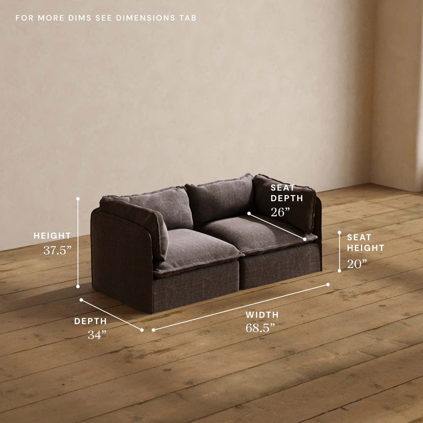 Modular Washable 2-Seater in Caviar | Deluxe+ Seat | Cloud Pillow - Image 5