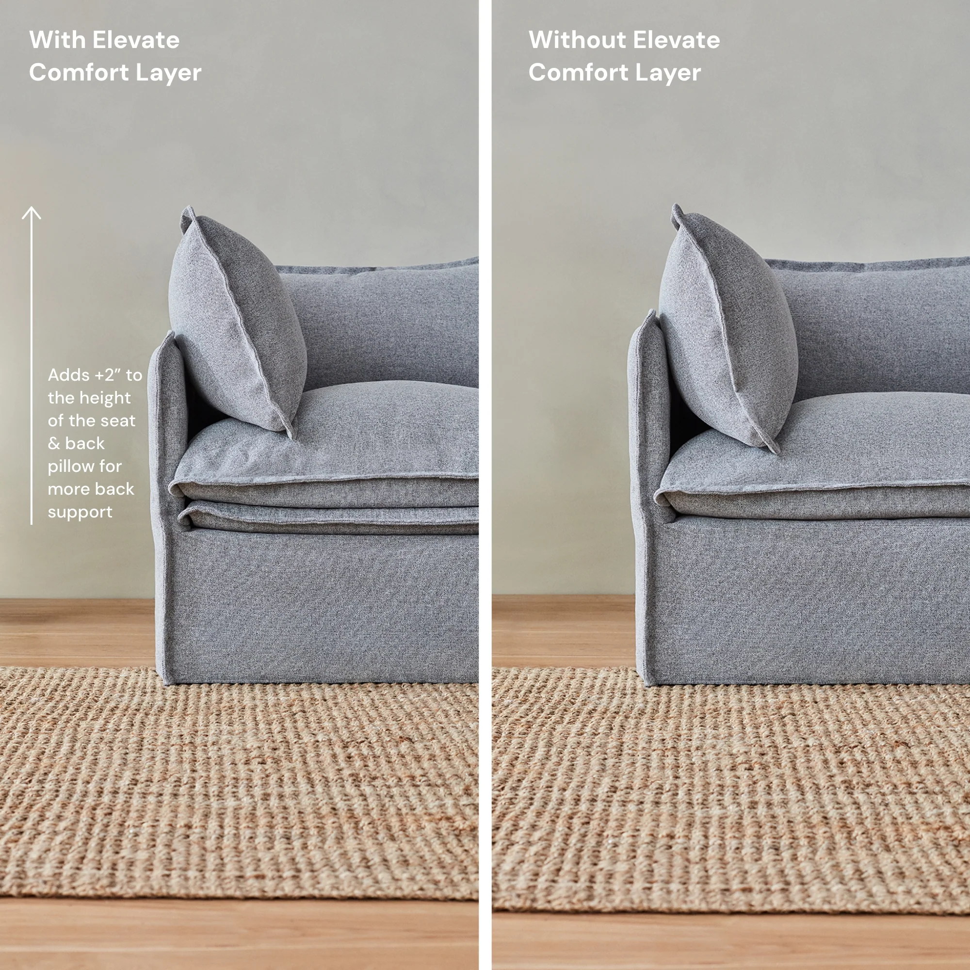 Elevate Comfort Layer for 2-Seater in Pumice - Image 4