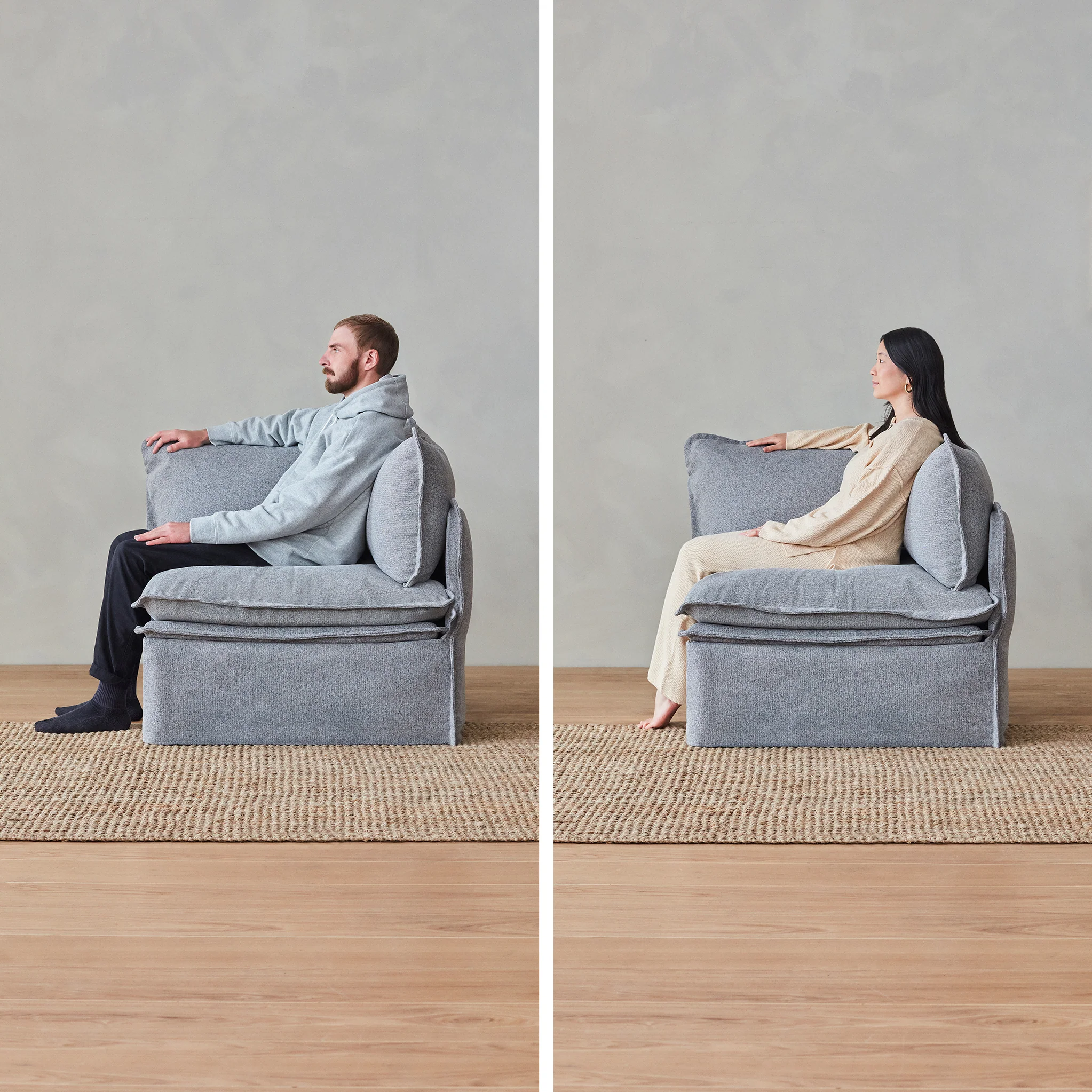Elevate Comfort Layer Set for 7-Seater Open-Ends U-Sectional + Bench Ottoman | Blended Weave in Flour - Image 5
