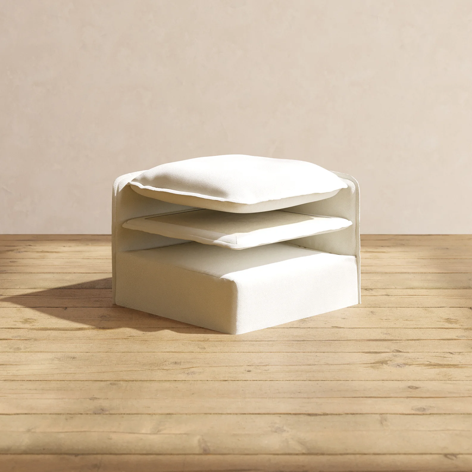 Elevate Comfort Layer Set for 7-Seater Open-Ends U-Sectional + Ottoman | Plush Weave in Eggshell