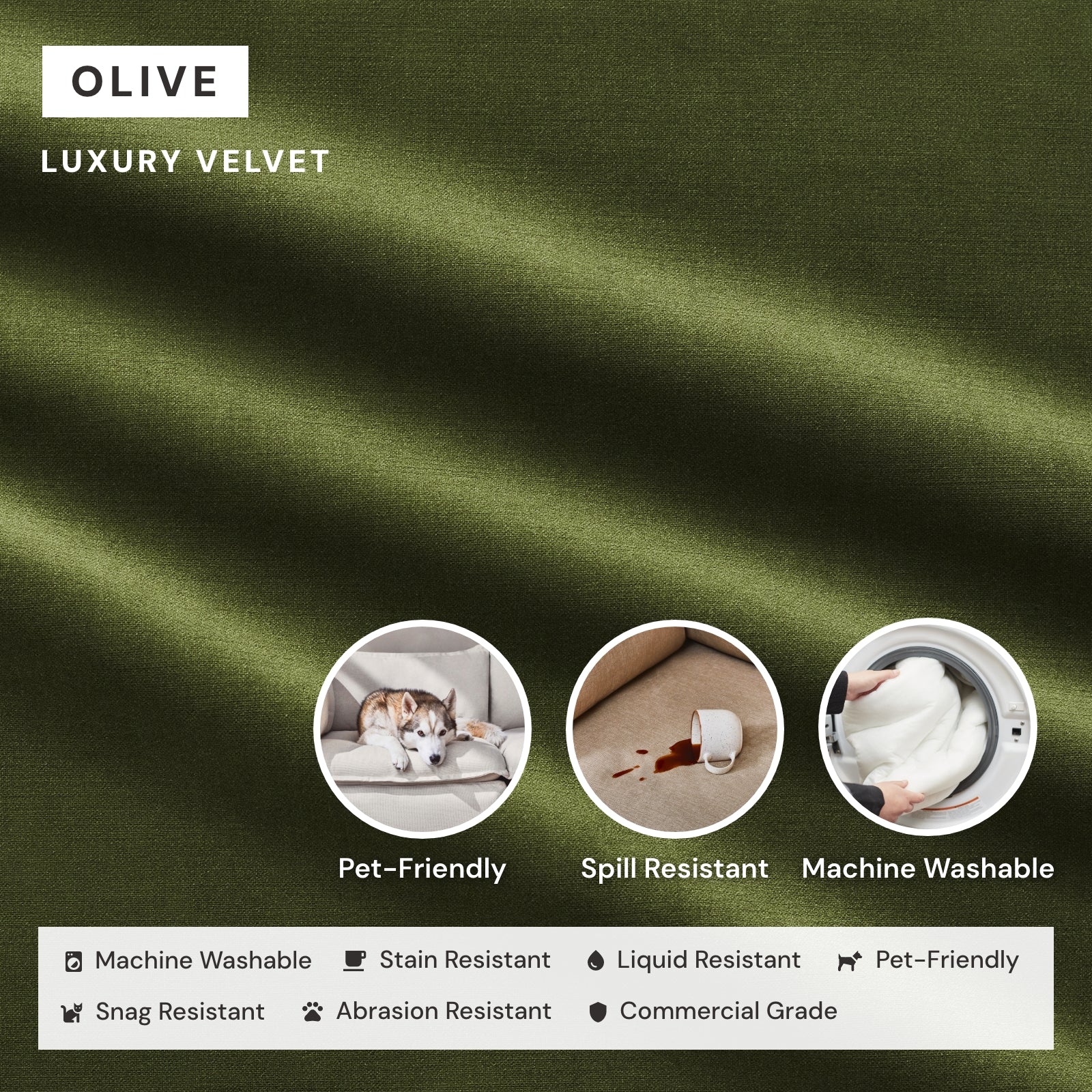 Elevate Comfort Layer Set for 7-Seater U-Sectional | Luxury Velvet in Olive - Image 6