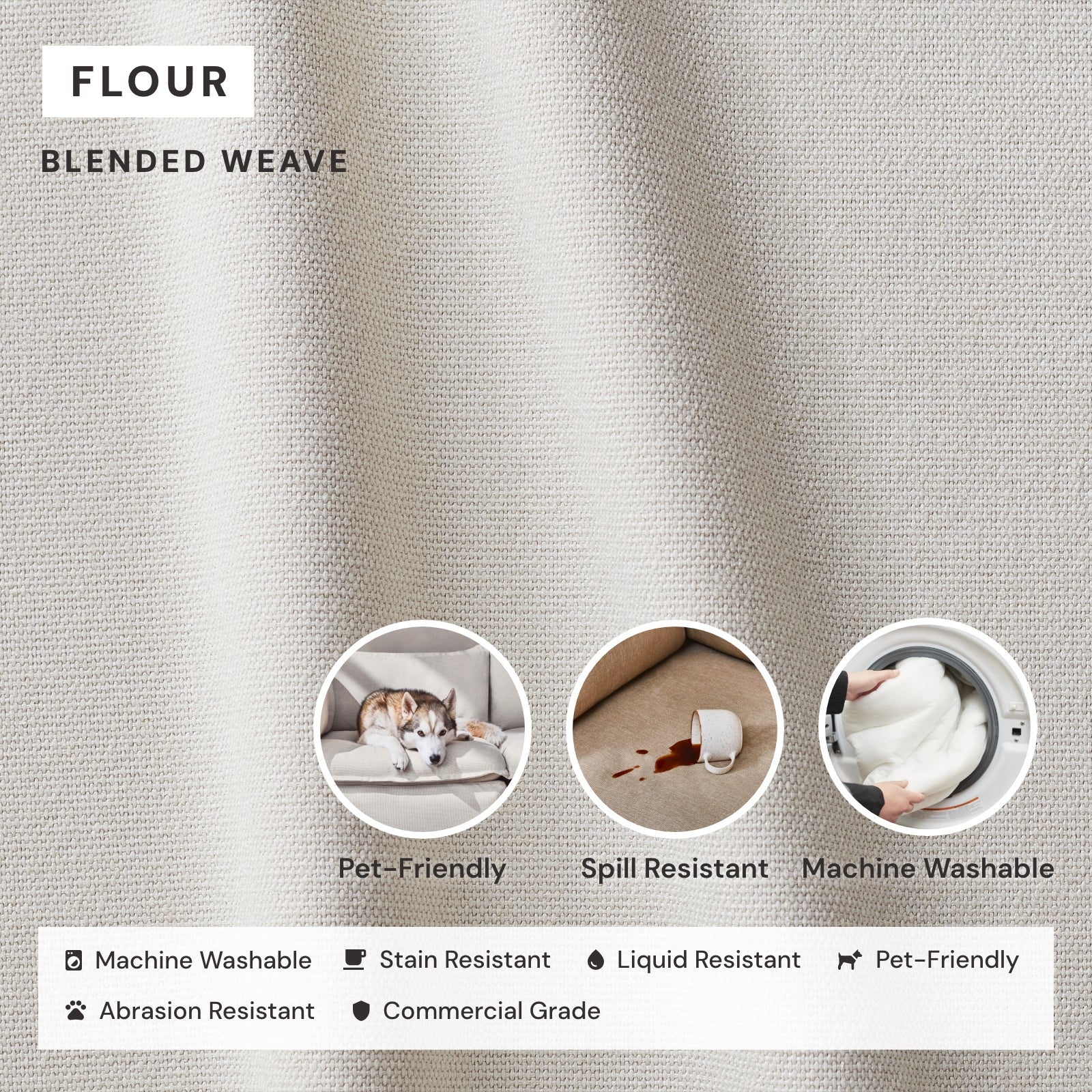 Elevate Comfort Layer Set for 7-Seater U-Sectional + Ottoman | Blended Weave in Flour - Image 6
