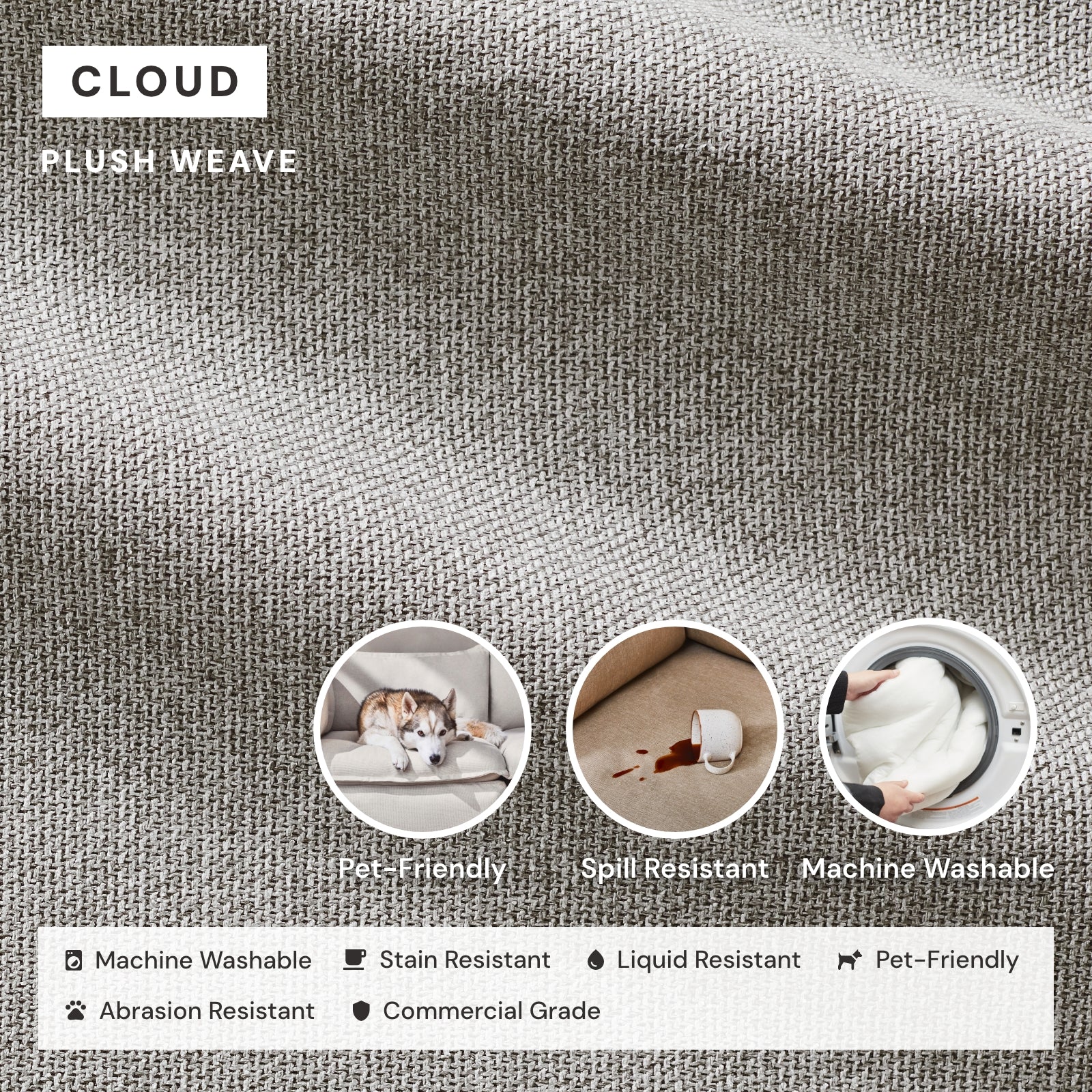 Elevate Comfort Layer Set for 9-Seater U-Sectional | Plush Weave in Cloud - Image 6