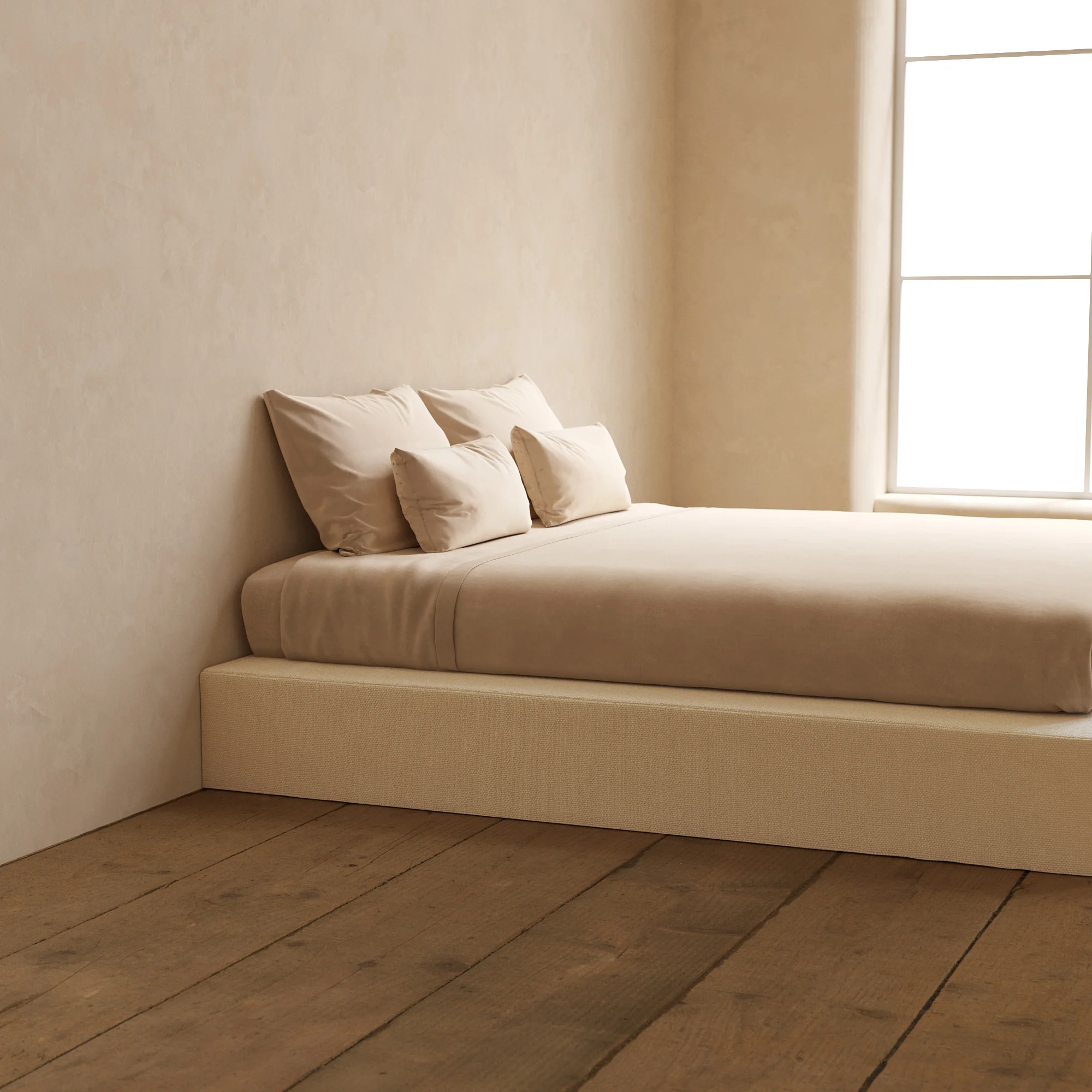 King Upholstered Platform Bed | Knit Velvet in Powder - Image 7