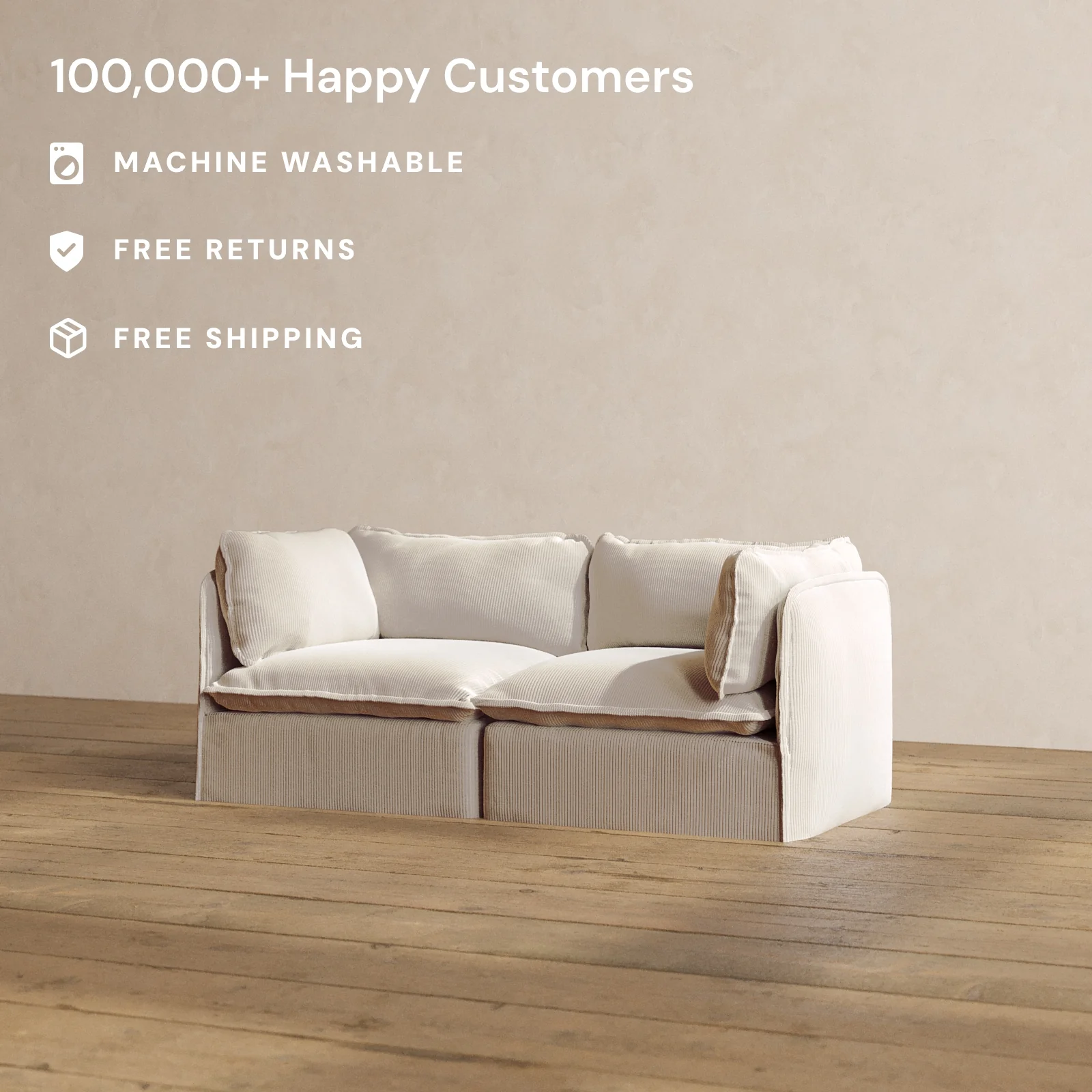 Modular Washable 2-Seater in Milk | Memorix+ Seat | Contour Pillow - Image 2