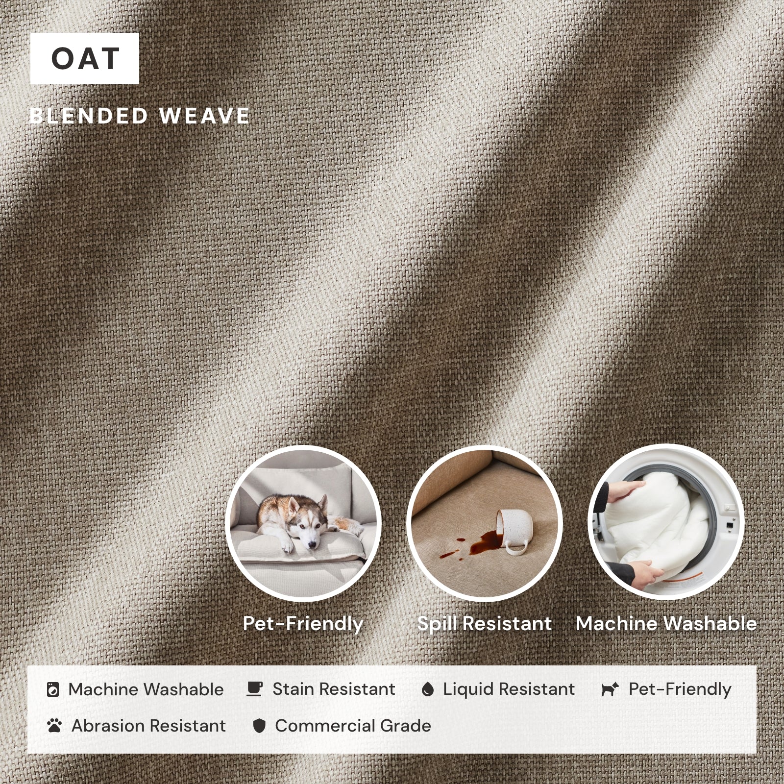 Modular Washable 2-Seater in Oat | Memorix+ Seat | Contour Pillow - Image 3
