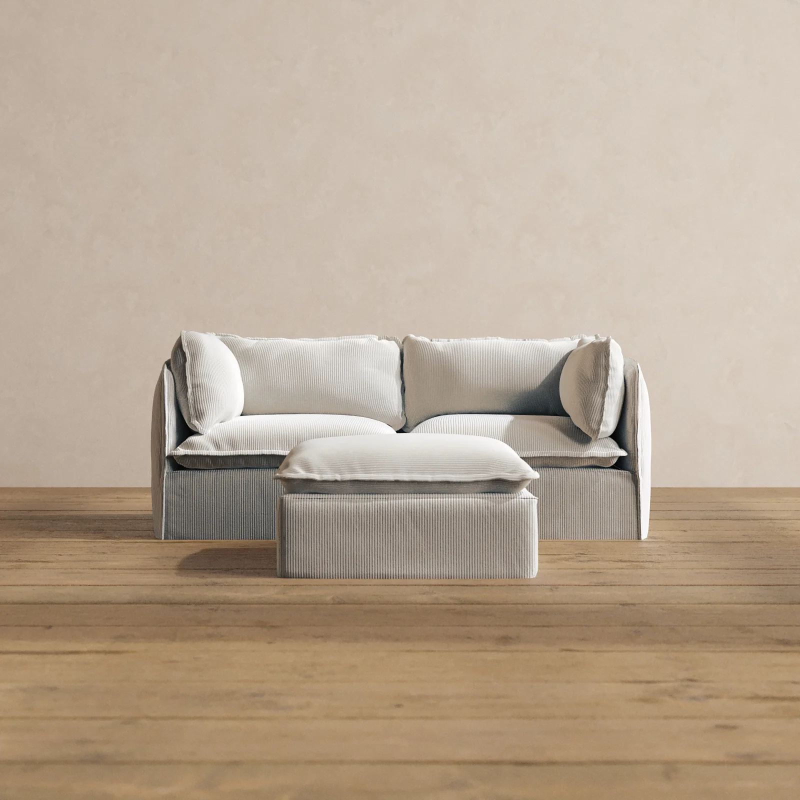 Modular Washable 2-Seater + Ottoman in Milk | Memorix+ Seat | Contour Pillow