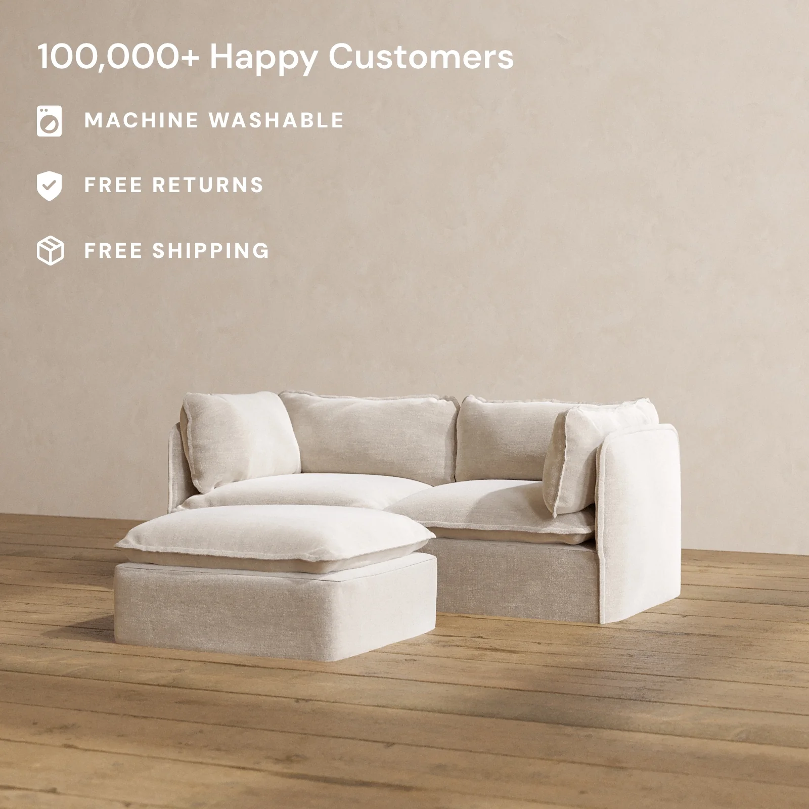 Modular Washable 2-Seater + Ottoman in Mist | Memorix+ Seat | Contour Pillow - Image 2