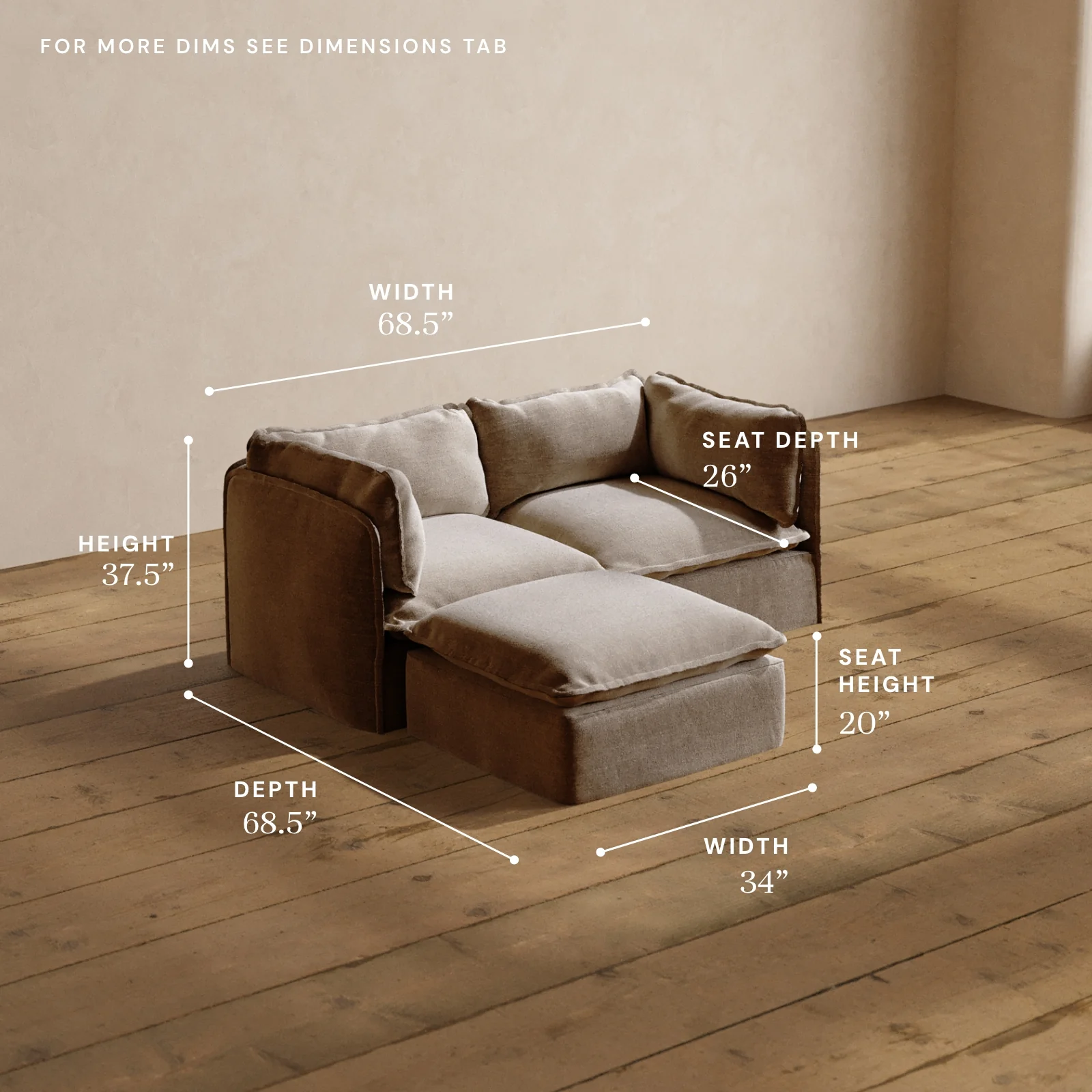 Modular Washable 2-Seater Sectional in Mist | Memorix+ Seat | Contour Pillow - Image 5