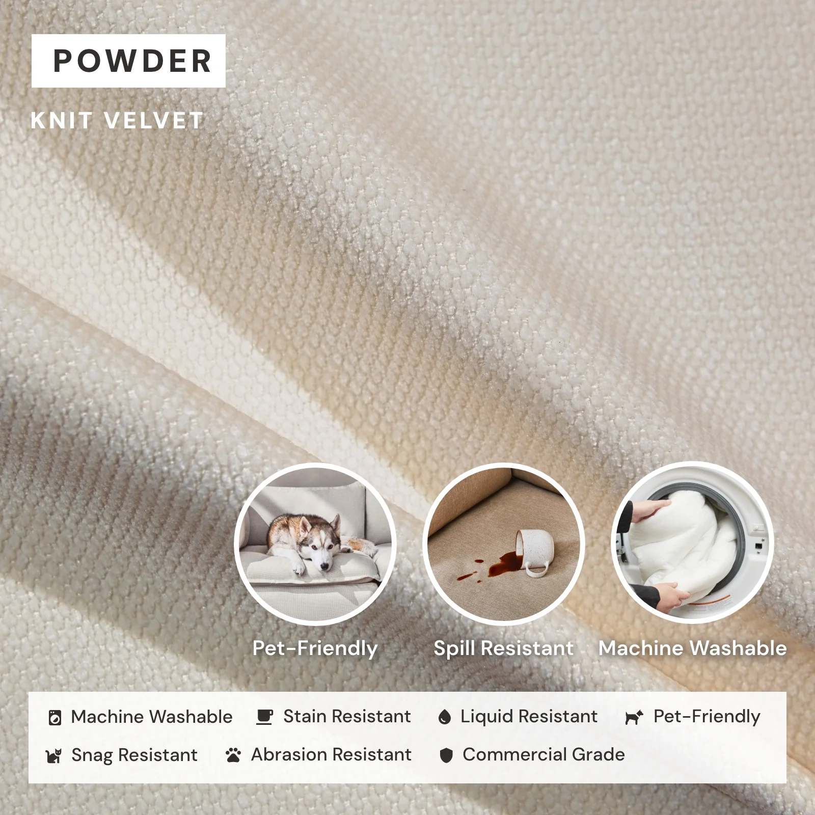 Modular Washable 3-Seater + Bench Ottoman in Powder | Deluxe+ Seat | Cloud Pillow - Image 3