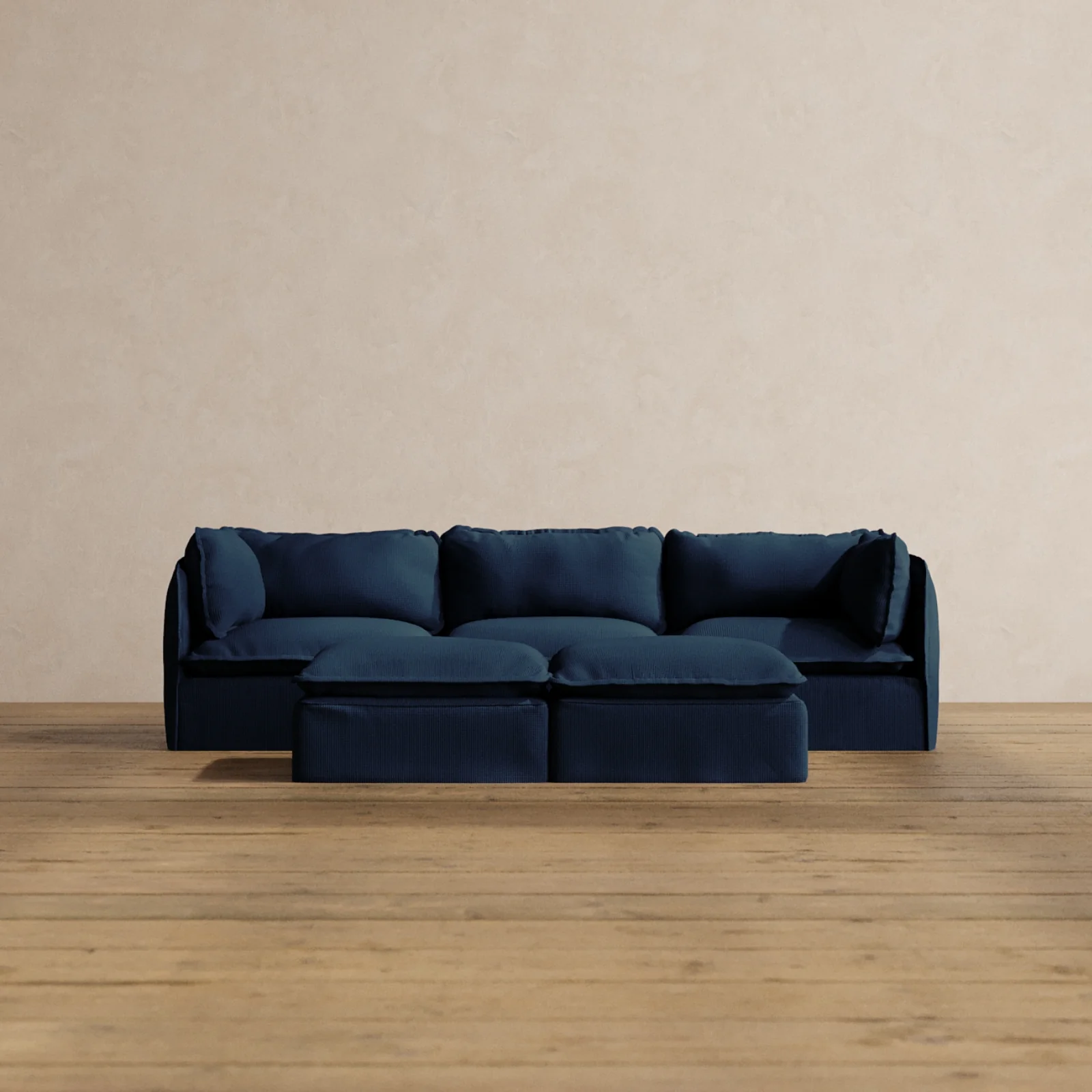 Modular Washable 3-Seater + Bench Ottoman in Sumi | Memorix+ Seat | Contour Pillow