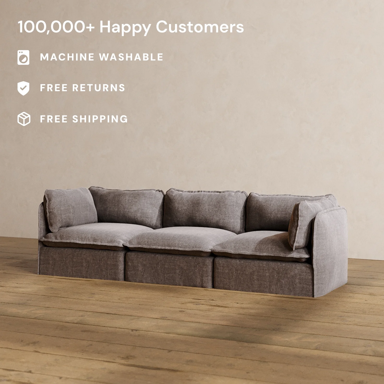Modular Washable 3-Seater in Caviar | Memorix+ Seat | Contour Pillow - Image 2