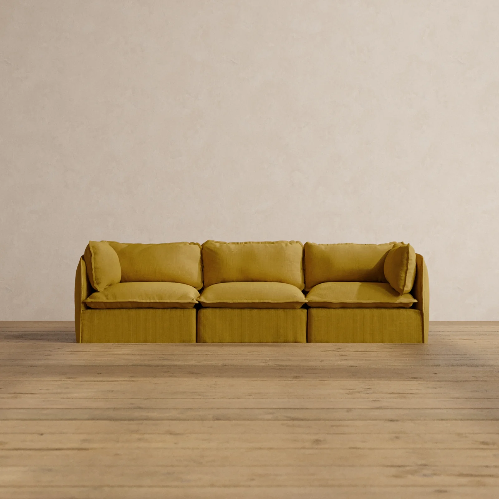 Modular Washable 3-Seater in Kiiro | Deluxe+ Seat | Cloud Pillow