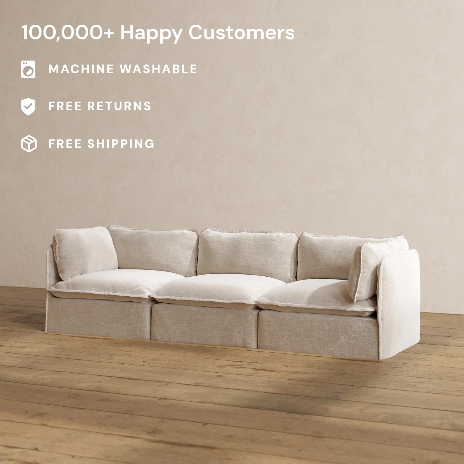 Modular Washable 3-Seater in Mist | Memorix+ Seat | Contour Pillow - Image 2