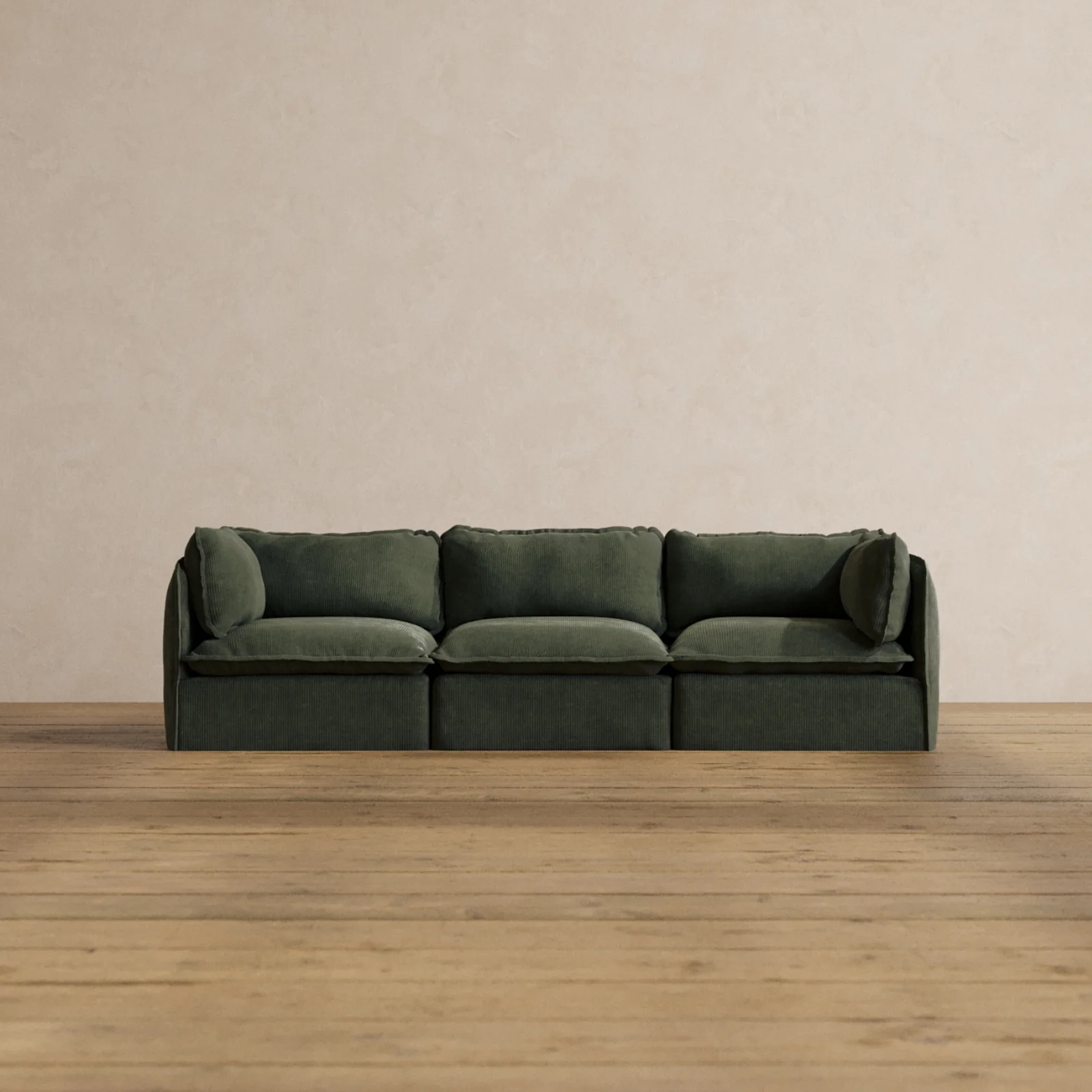 Modular Washable 3-Seater in Olivine | Deluxe+ Seat | Cloud Pillow