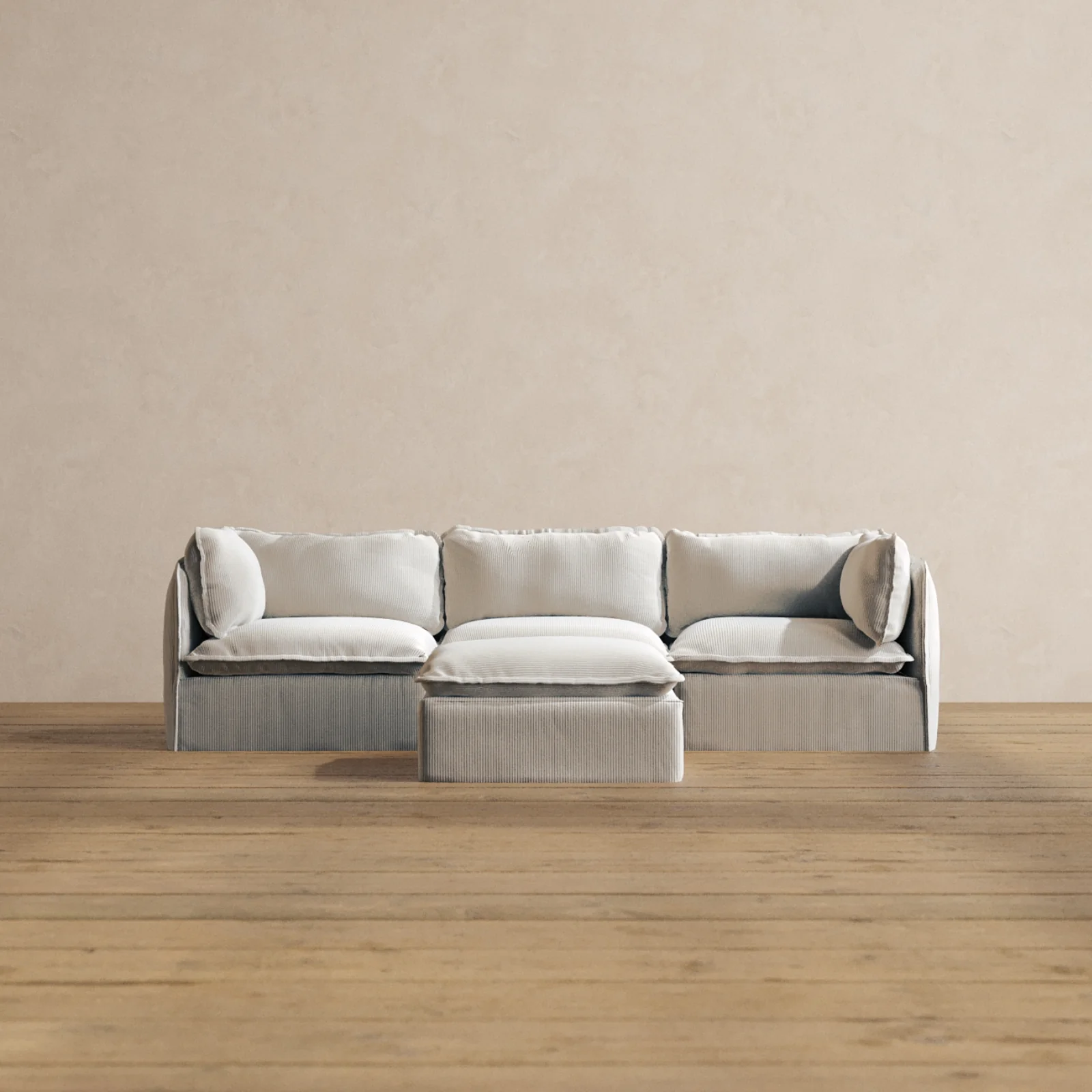Modular Washable 3-Seater + Ottoman in Milk | Memorix+ Seat | Contour Pillow