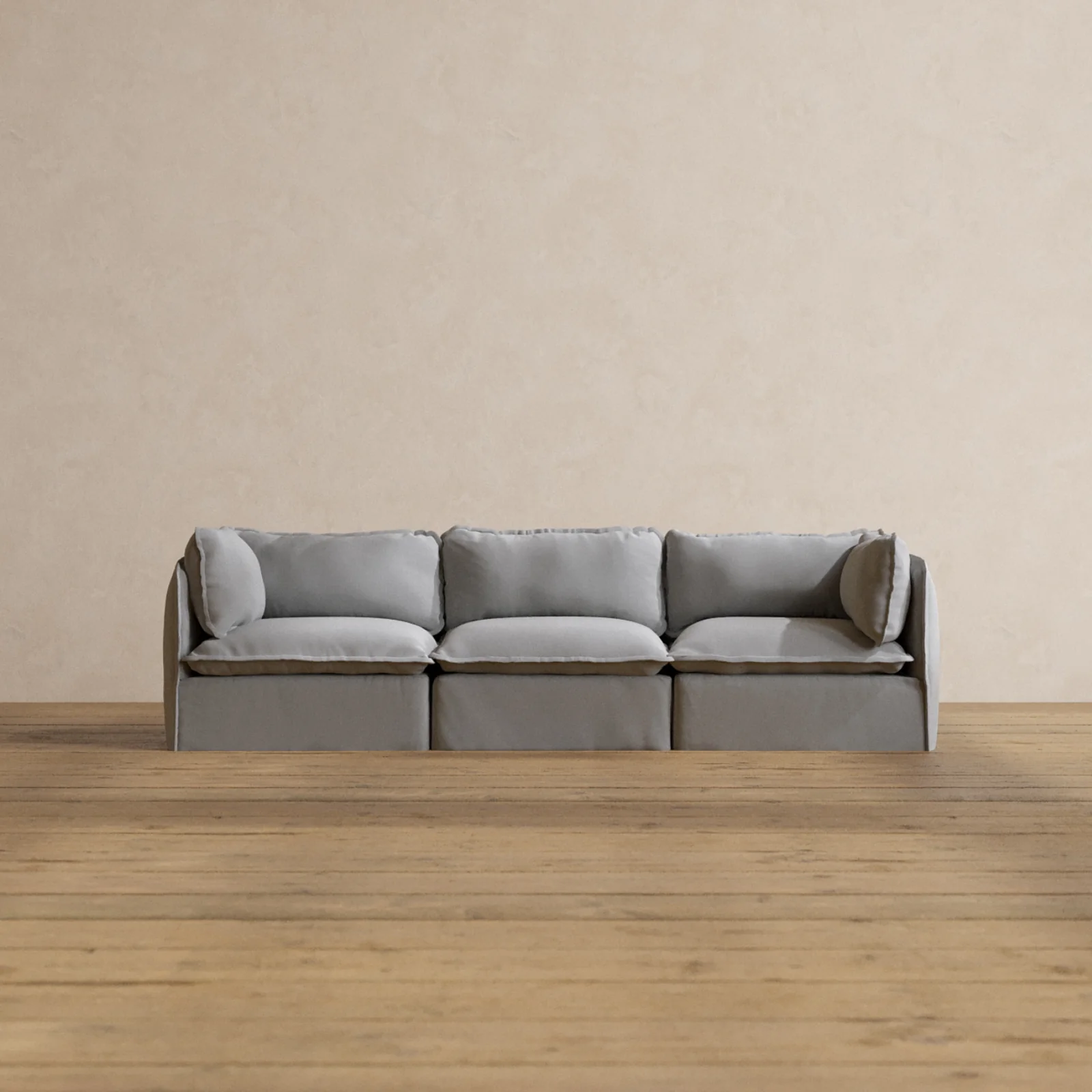 Modular Washable 3-Seater in Pumice | Deluxe+ Seat | Cloud Pillow