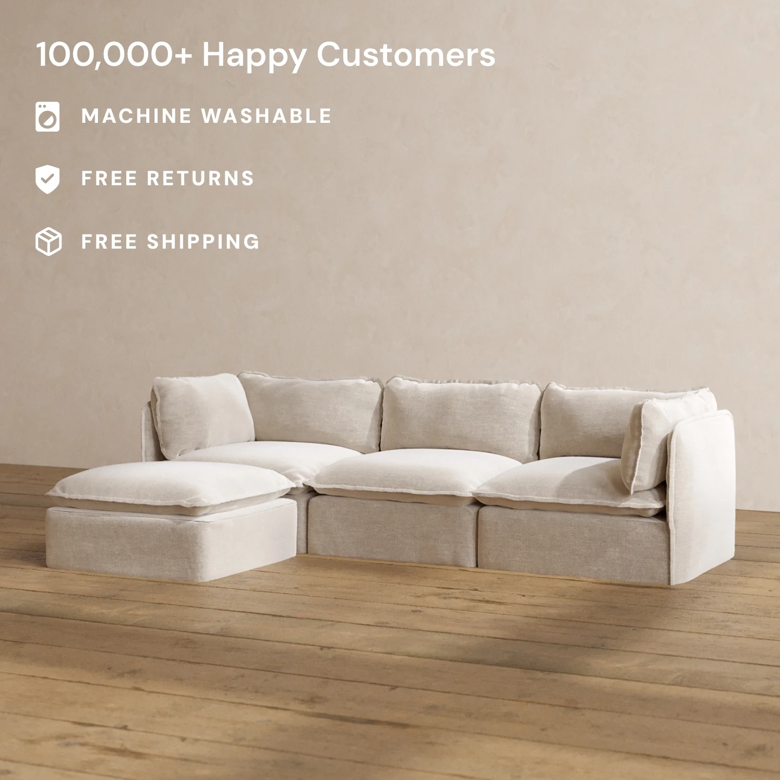 Modular Washable 3-Seater Sectional in Mist | Memorix+ Seat | Contour Pillow - Image 2