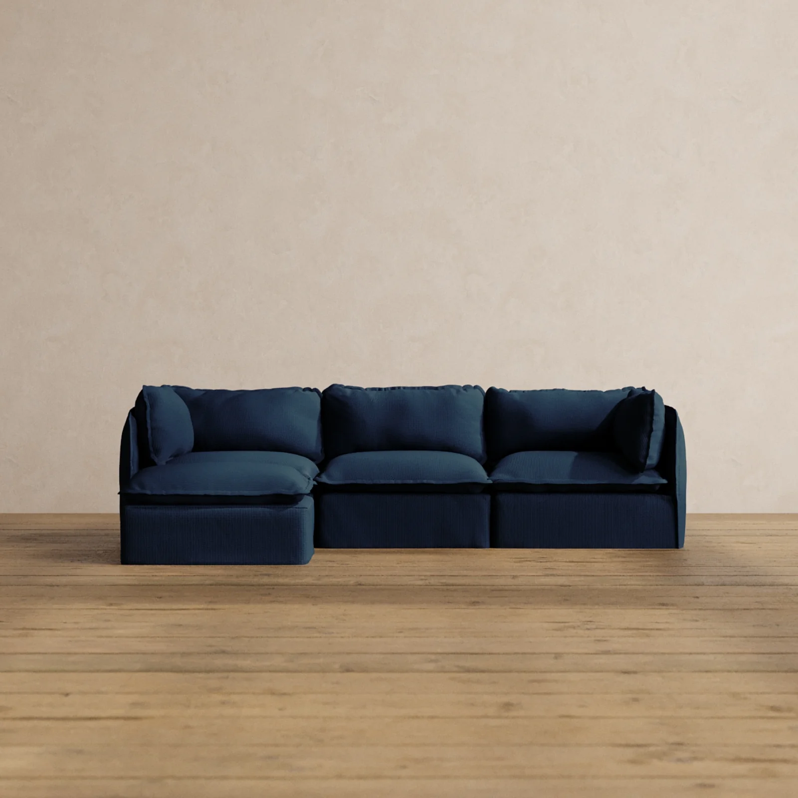 Modular Washable 3-Seater Sectional in Sumi | Deluxe+ Seat | Cloud Pillow