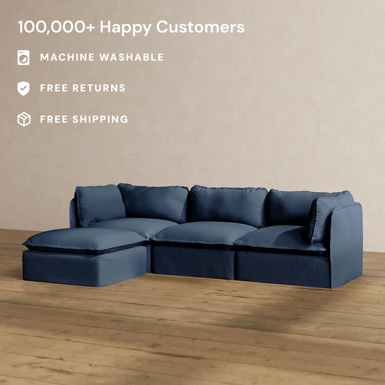 Modular Washable 3-Seater Sectional in Sumi | Memorix+ Seat | Contour Pillow - Image 2