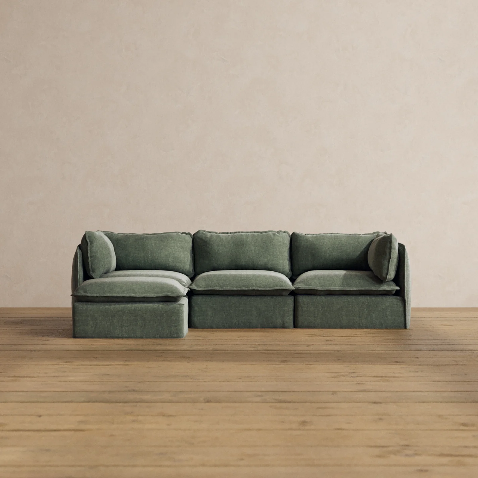 Modular Washable 3-Seater Sectional in Willow | Memorix+ Seat | Contour Pillow