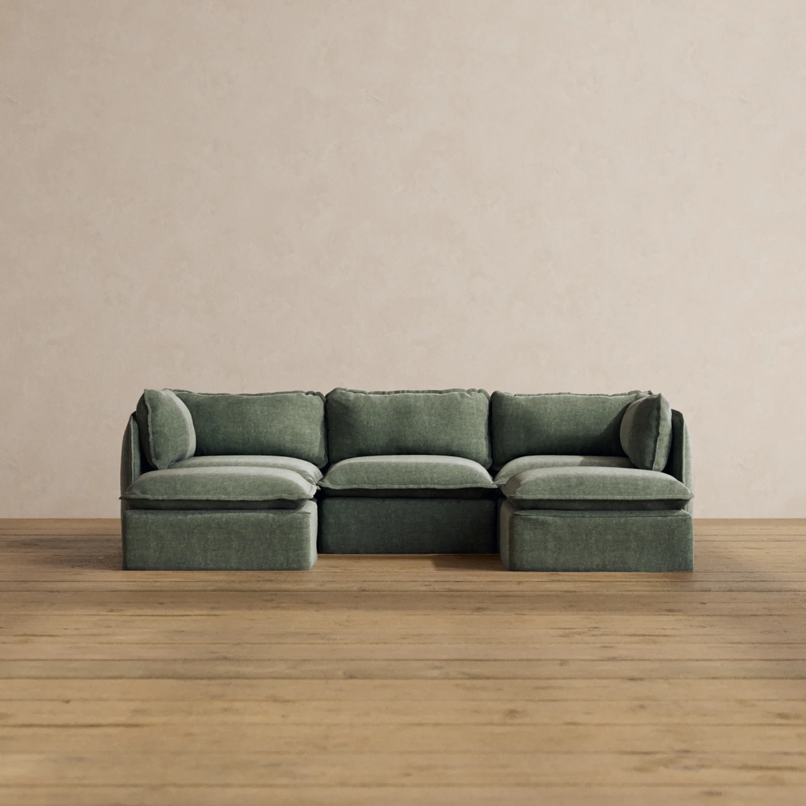 Modular Washable 3-Seater U-Sectional in Willow | Memorix+ Seat | Contour Pillow