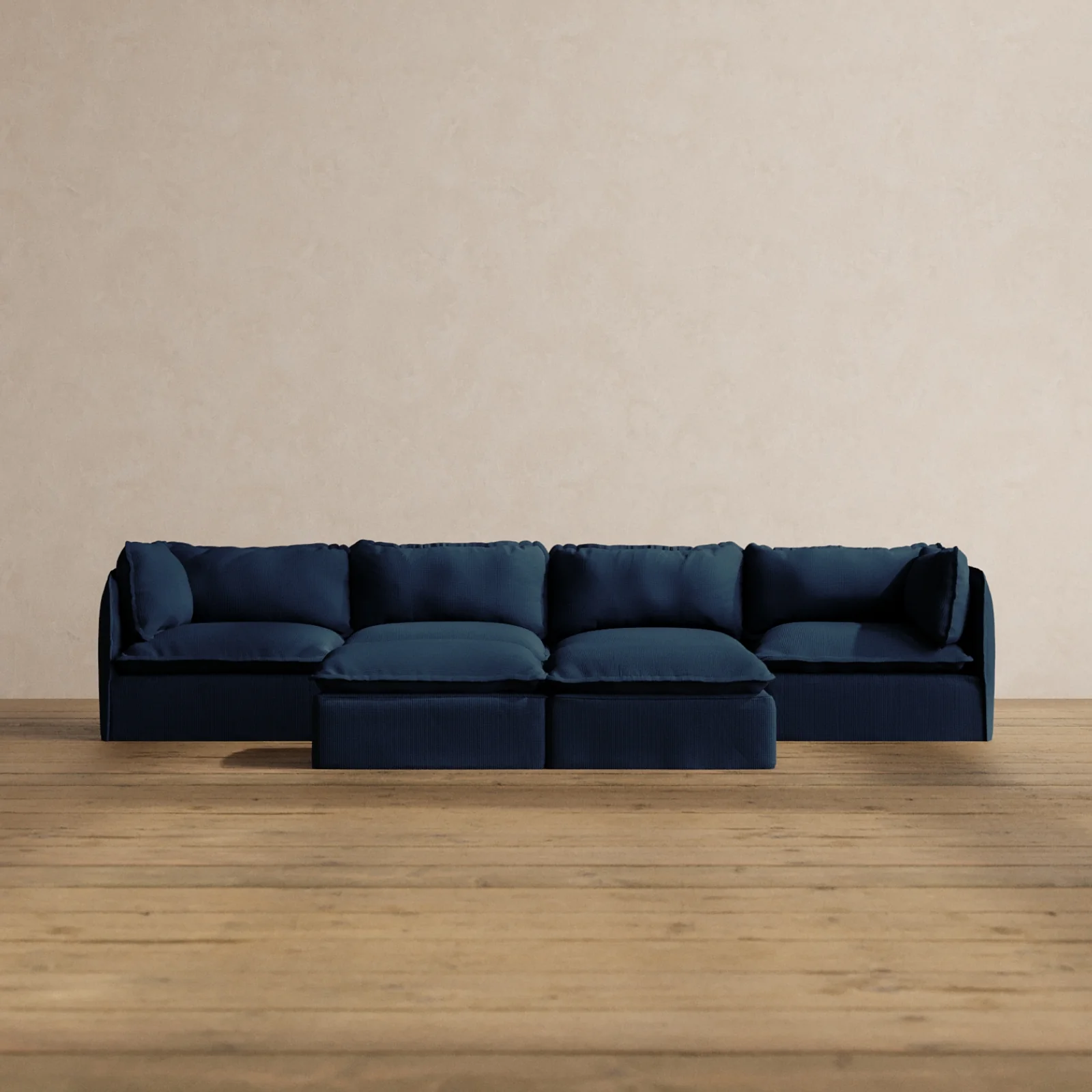 Modular Washable 4-Seater + Bench Ottoman in Sumi | Memorix+ Seat | Contour Pillow