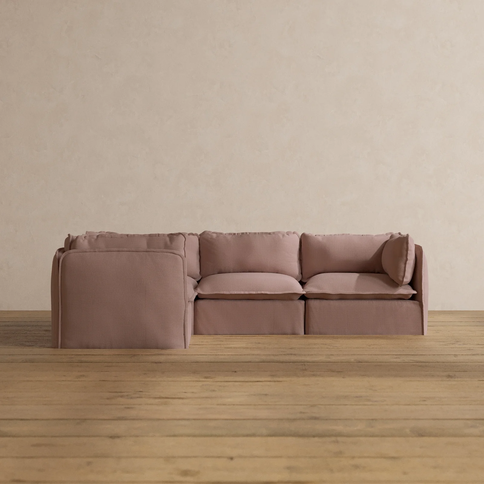 Modular Washable 4-Seater Corner Sectional in Sakura | Deluxe+ Seat | Cloud Pillow