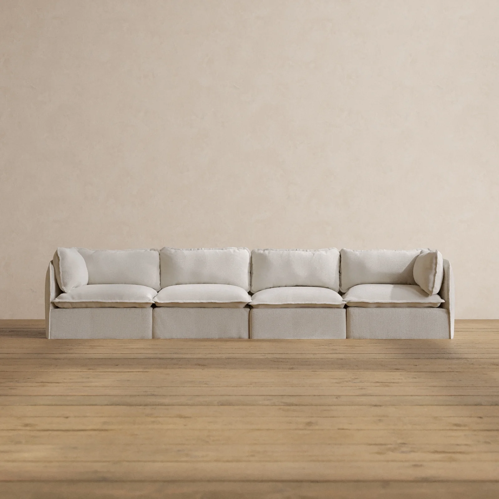 Modular Washable 4-Seater in Powder | Deluxe+ Seat | Cloud Pillow