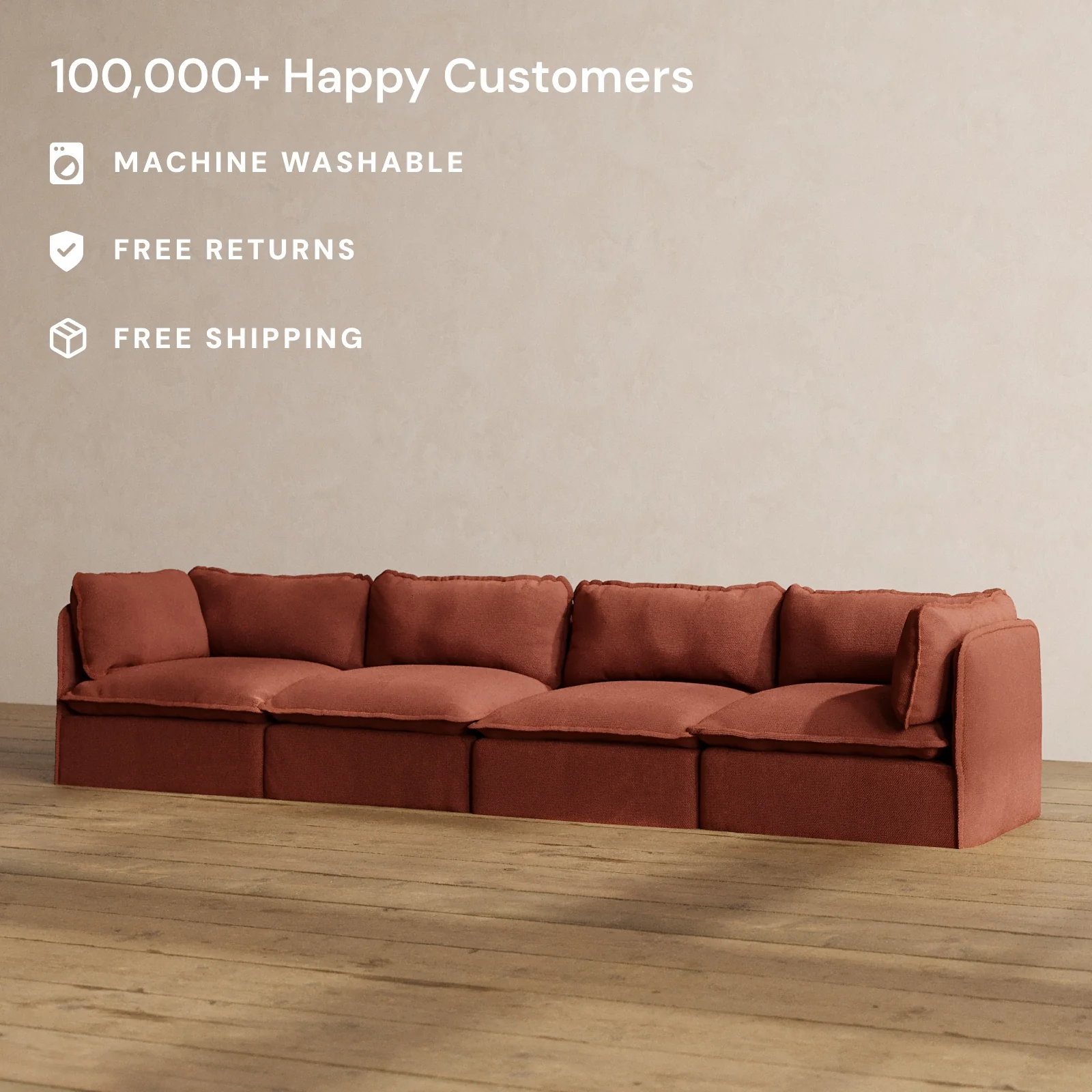 Modular Washable 4-Seater in Rust | Memorix+ Seat | Contour Pillow - Image 2