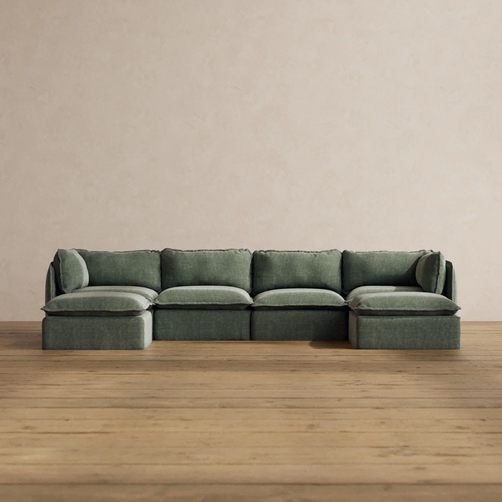 Modular Washable 4-Seater U-Sectional in Willow | Memorix+ Seat | Contour Pillow