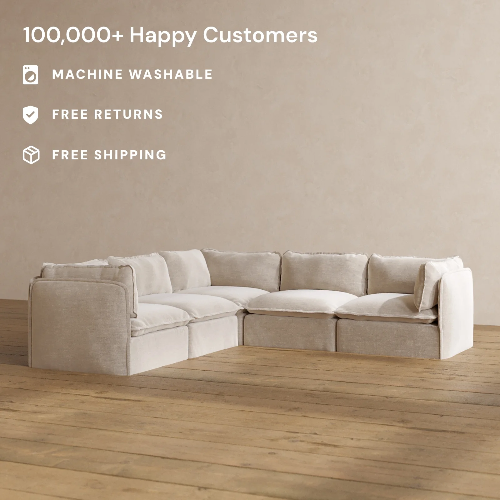 Modular Washable 5-Seater Corner Sectional in Mist | Memorix+ Seat | Contour Pillow - Image 2