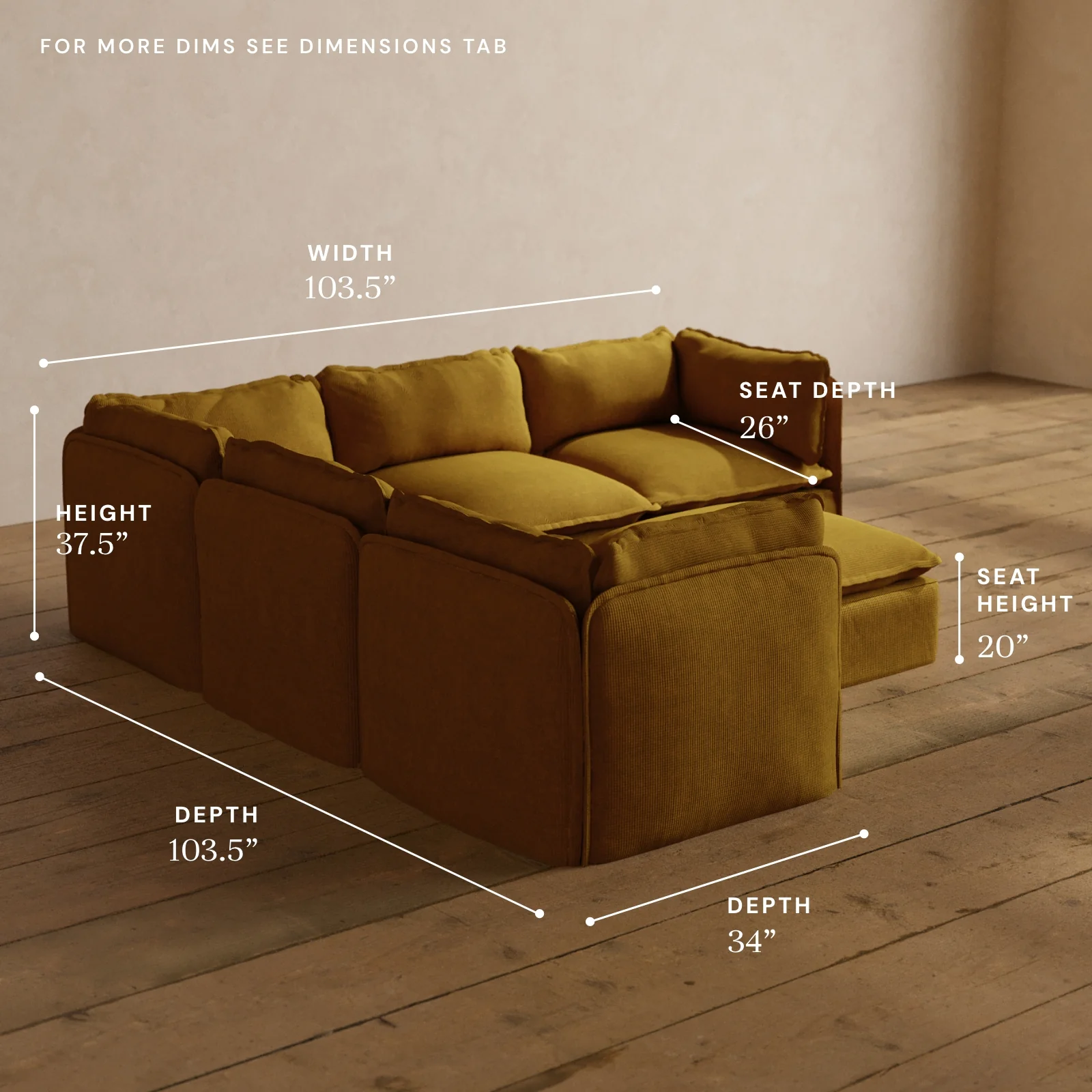 Modular Washable 5-Seater Corner Sectional + Ottoman in Kiiro | Memorix+ Seat | Contour Pillow - Image 5