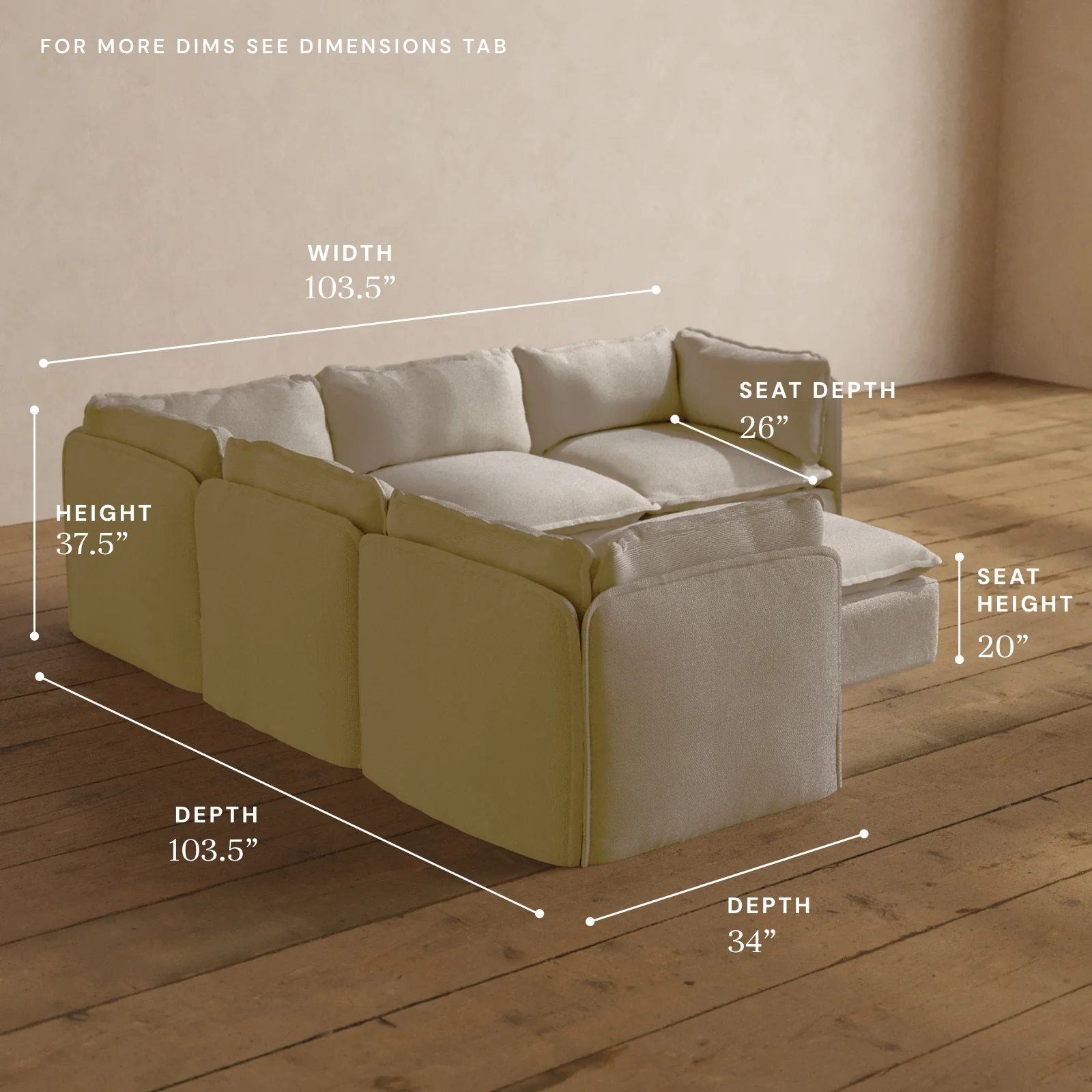 Modular Washable 5-Seater Corner Sectional + Ottoman in Powder | Memorix+ Seat | Contour Pillow - Image 5