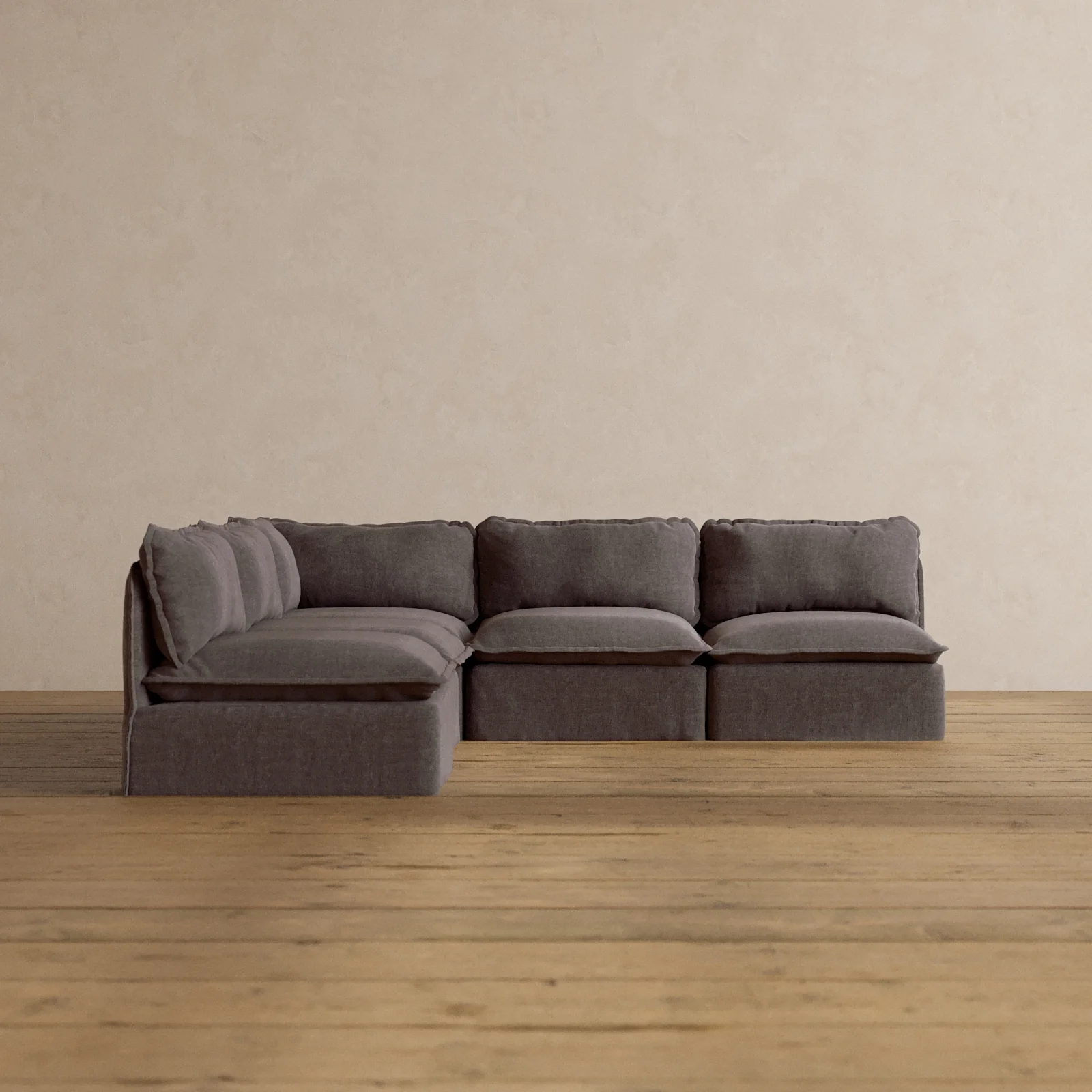 Modular Washable 5-Seater Open-Ends Corner Sectional in Caviar | Memorix+ Seat | Contour Pillow