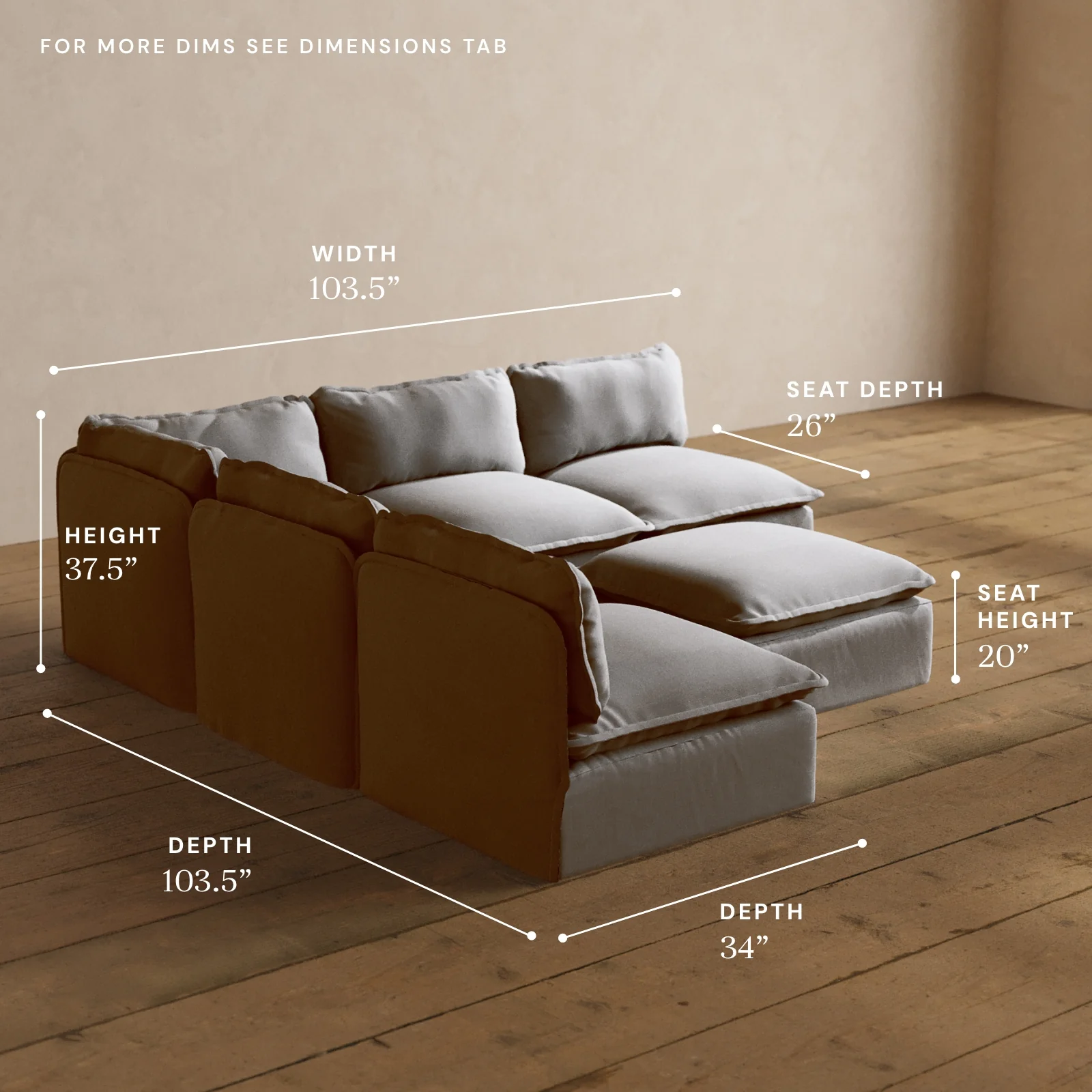 Modular Washable 5-Seater Open-Ends Corner Sectional + Ottoman in Mist | Memorix+ Seat | Contour Pillow - Image 5