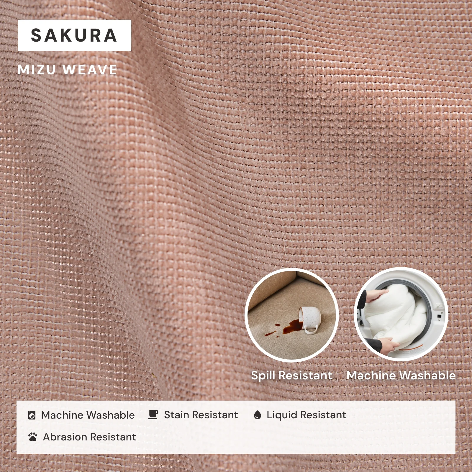 Modular Washable 6-Seater Open-Ends U-Sectional in Sakura | Memorix+ Seat | Contour Pillow - Image 3