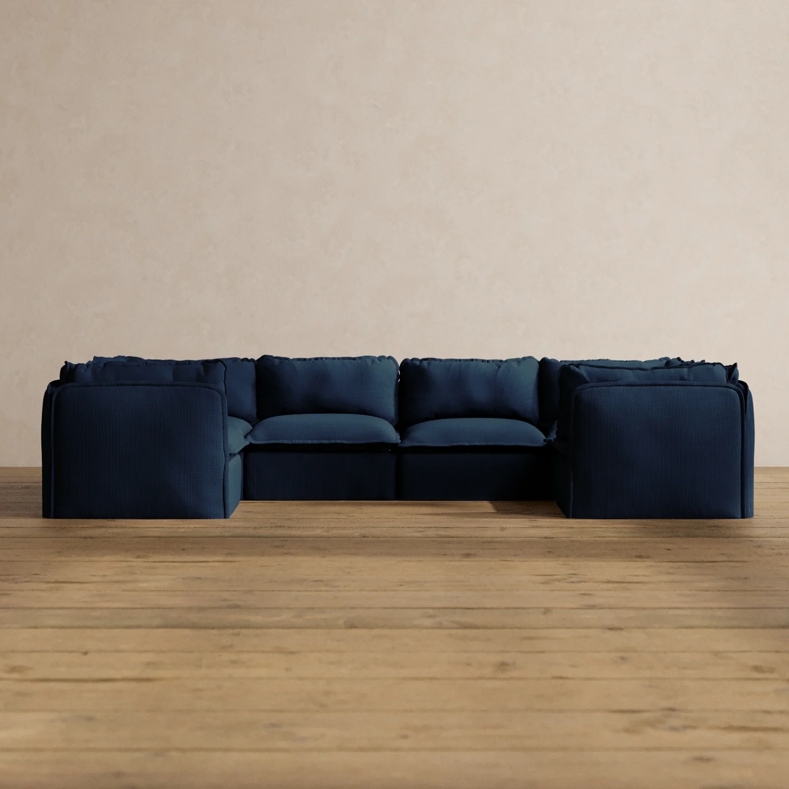 Modular Washable 6-Seater U-Sectional in Sumi | Deluxe+ Seat | Cloud Pillow