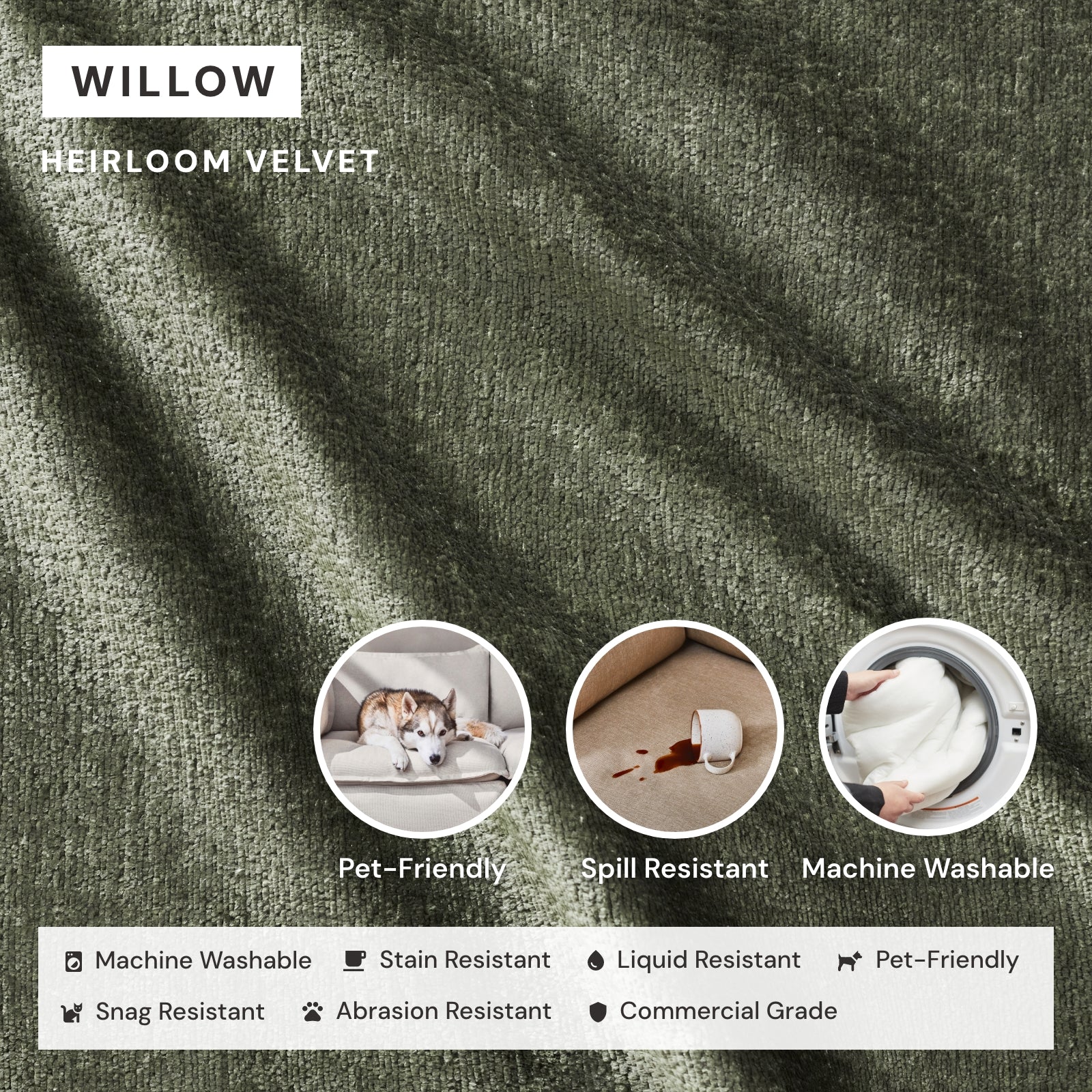 Modular Washable 6-Seater U-Sectional in Willow | Memorix+ Seat | Contour Pillow - Image 3