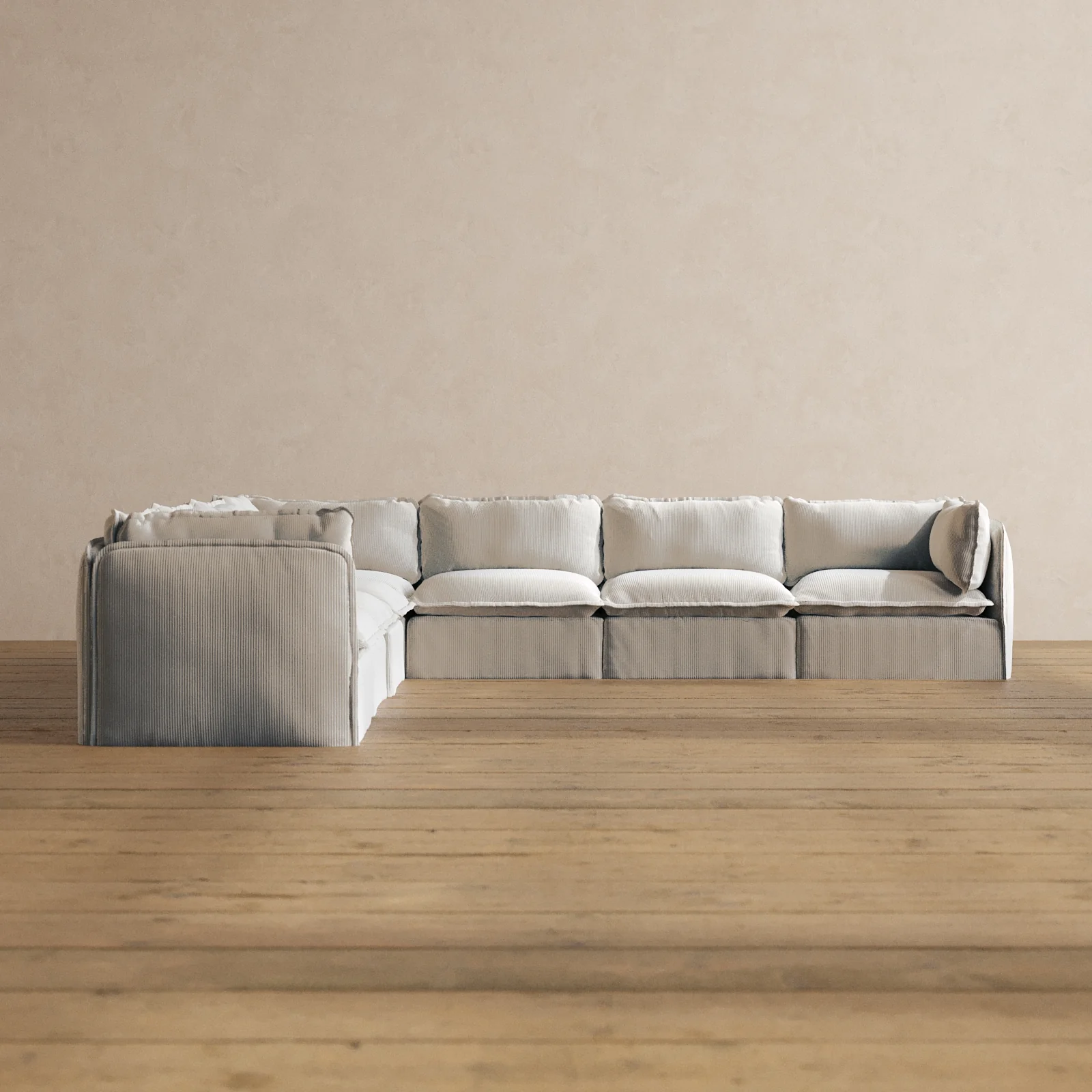 Modular Washable 7-Seater Corner Sectional in Milk | Deluxe+ Seat | Cloud Pillow