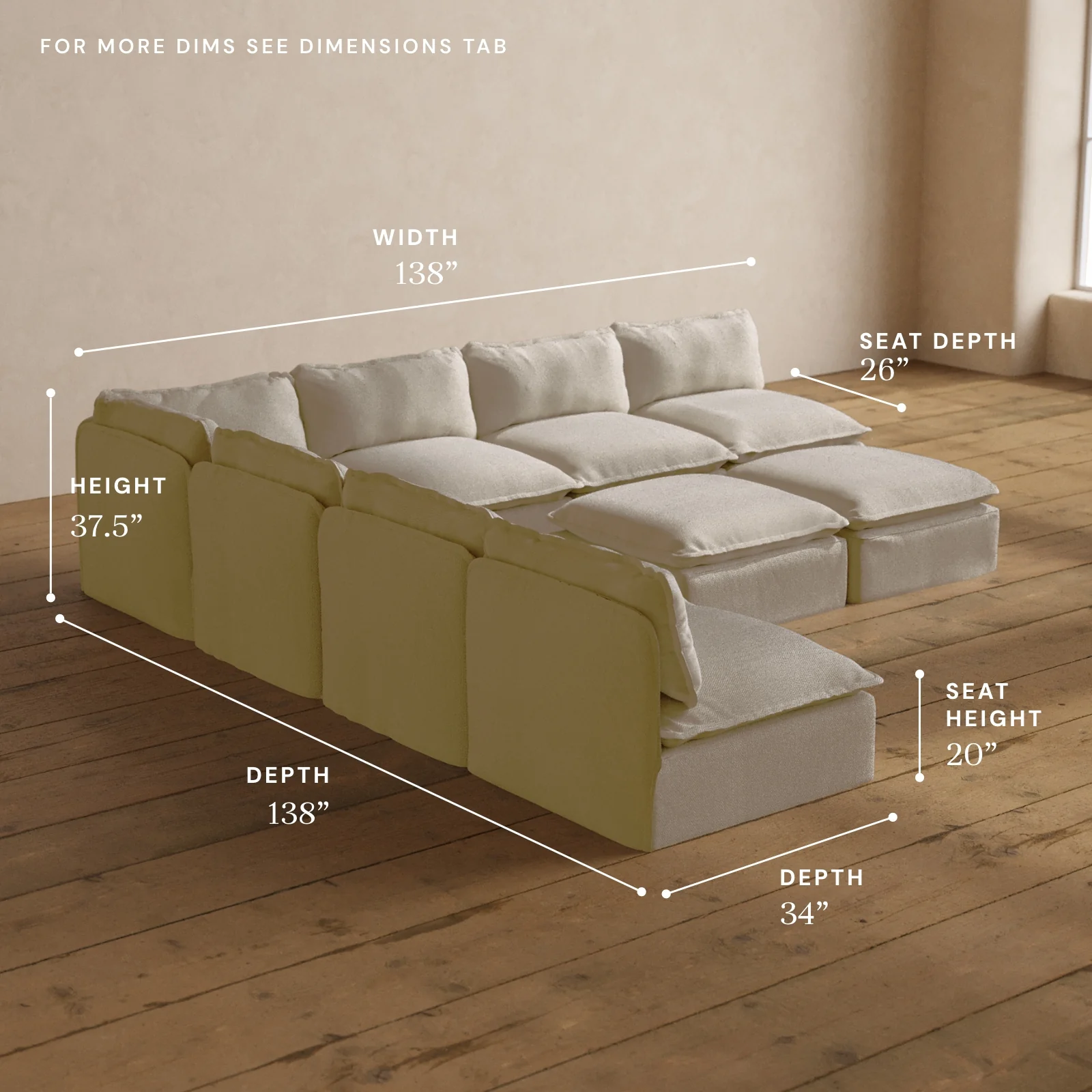 Modular Washable 7-Seater Open-Ends Corner Sectional + Bench Ottoman in Powder | Memorix+ Seat | Contour Pillow - Image 5