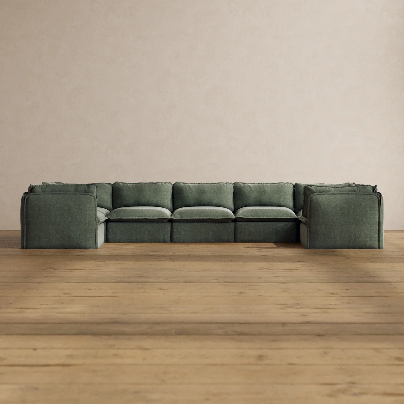 Modular Washable 7-Seater U-Sectional in Willow | Memorix+ Seat | Contour Pillow