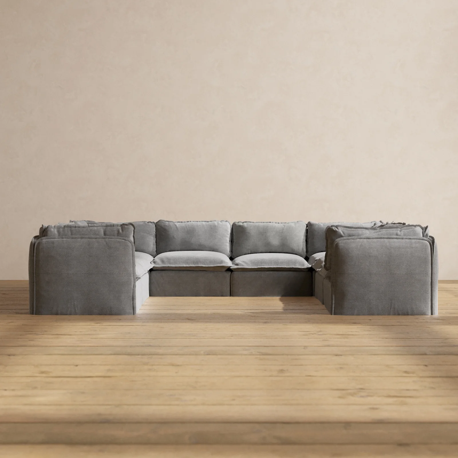 Modular Washable 8-Seater U-Sectional in Ash | Memorix+ Seat | Contour Pillow