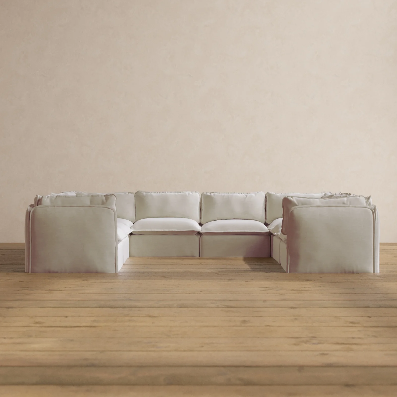 Modular Washable 8-Seater U-Sectional in Coco | Deluxe+ Seat | Cloud Pillow
