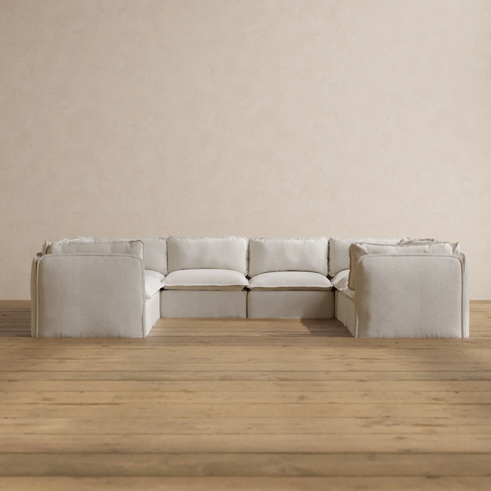 Modular Washable 8-Seater U-Sectional in Powder | Deluxe+ Seat | Cloud Pillow