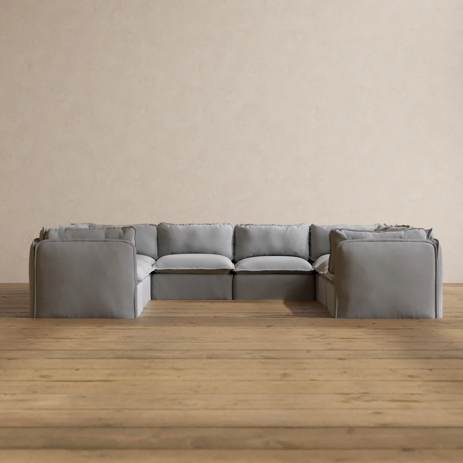 Modular Washable 8-Seater U-Sectional in Pumice | Memorix+ Seat | Contour Pillow