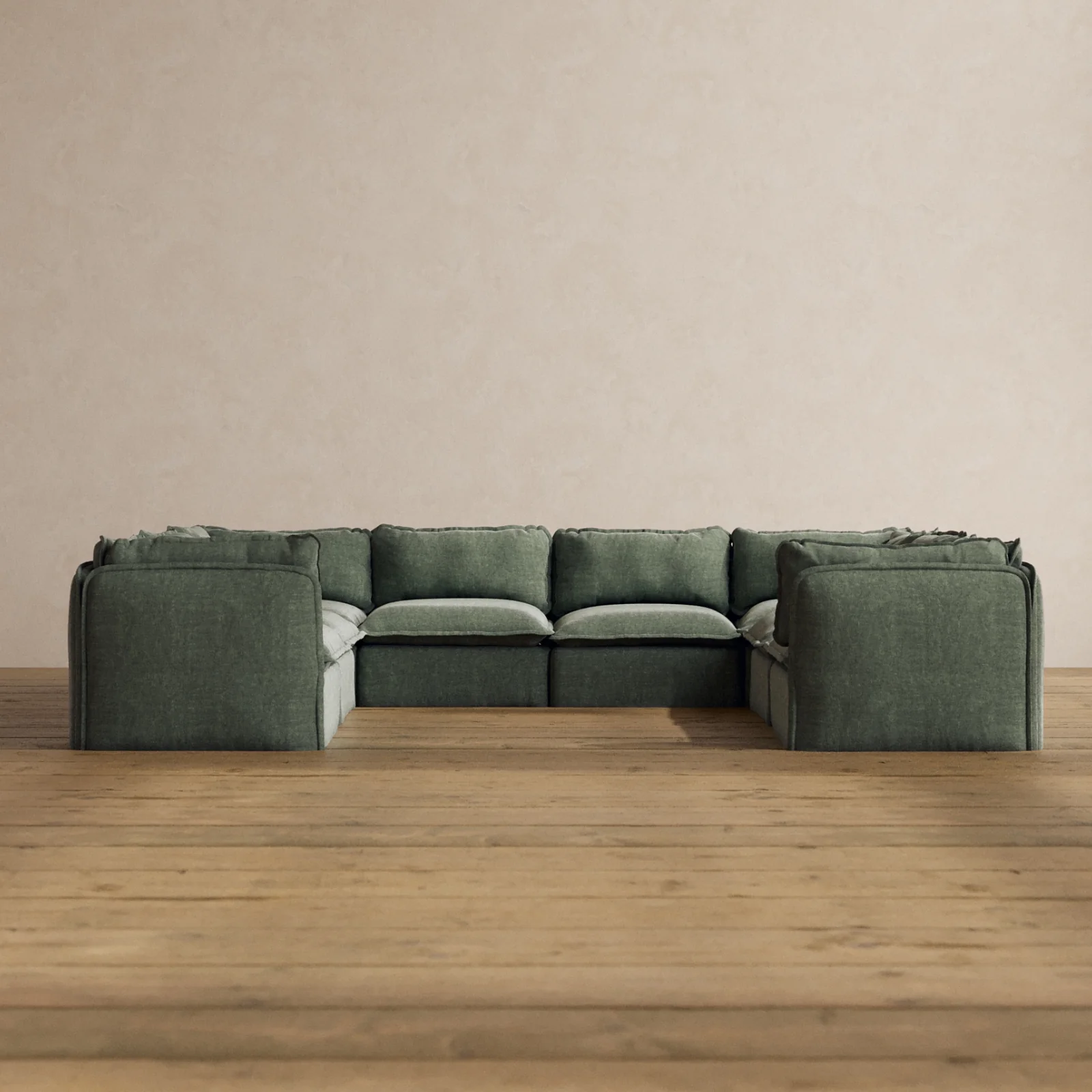 Modular Washable 8-Seater U-Sectional in Willow | Memorix+ Seat | Contour Pillow