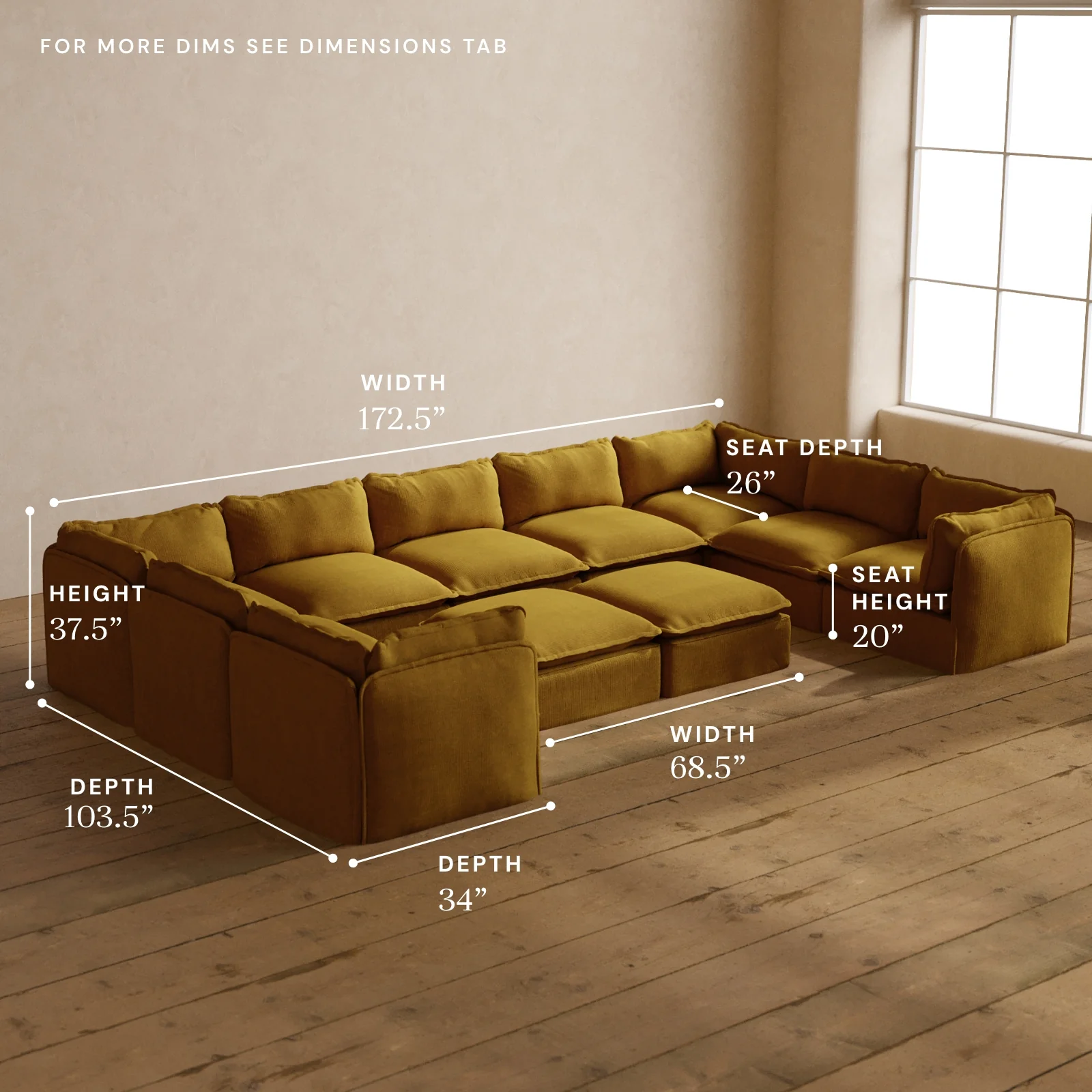 Modular Washable 9-Seater U-Sectional + Bench Ottoman in Kiiro | Memorix+ Seat | Contour Pillow - Image 5