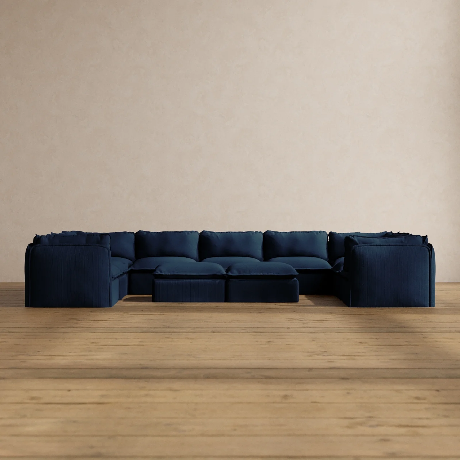 Modular Washable 9-Seater U-Sectional + Bench Ottoman in Sumi | Memorix+ Seat | Contour Pillow
