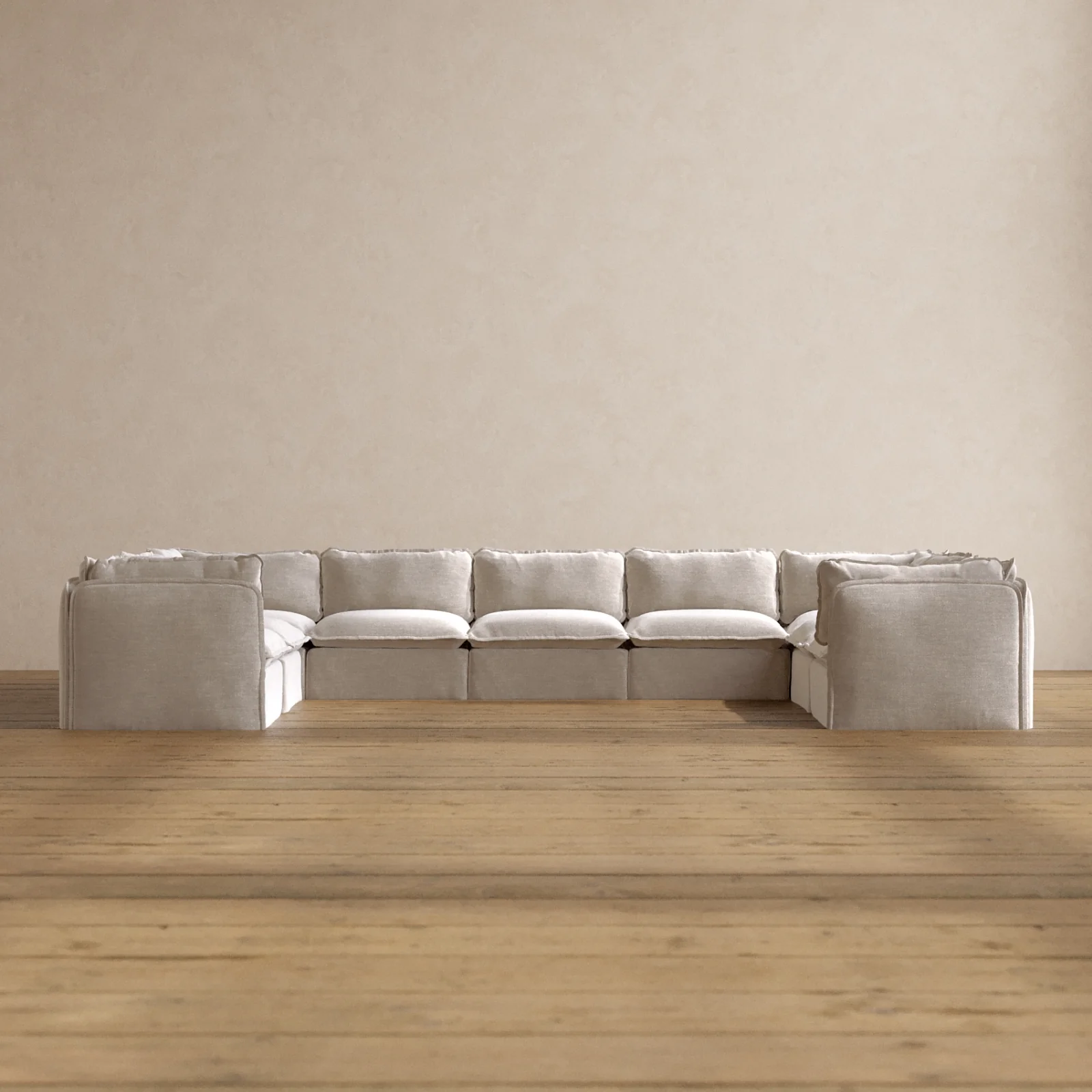 Modular Washable 9-Seater U-Sectional in Mist | Deluxe+ Seat | Cloud Pillow